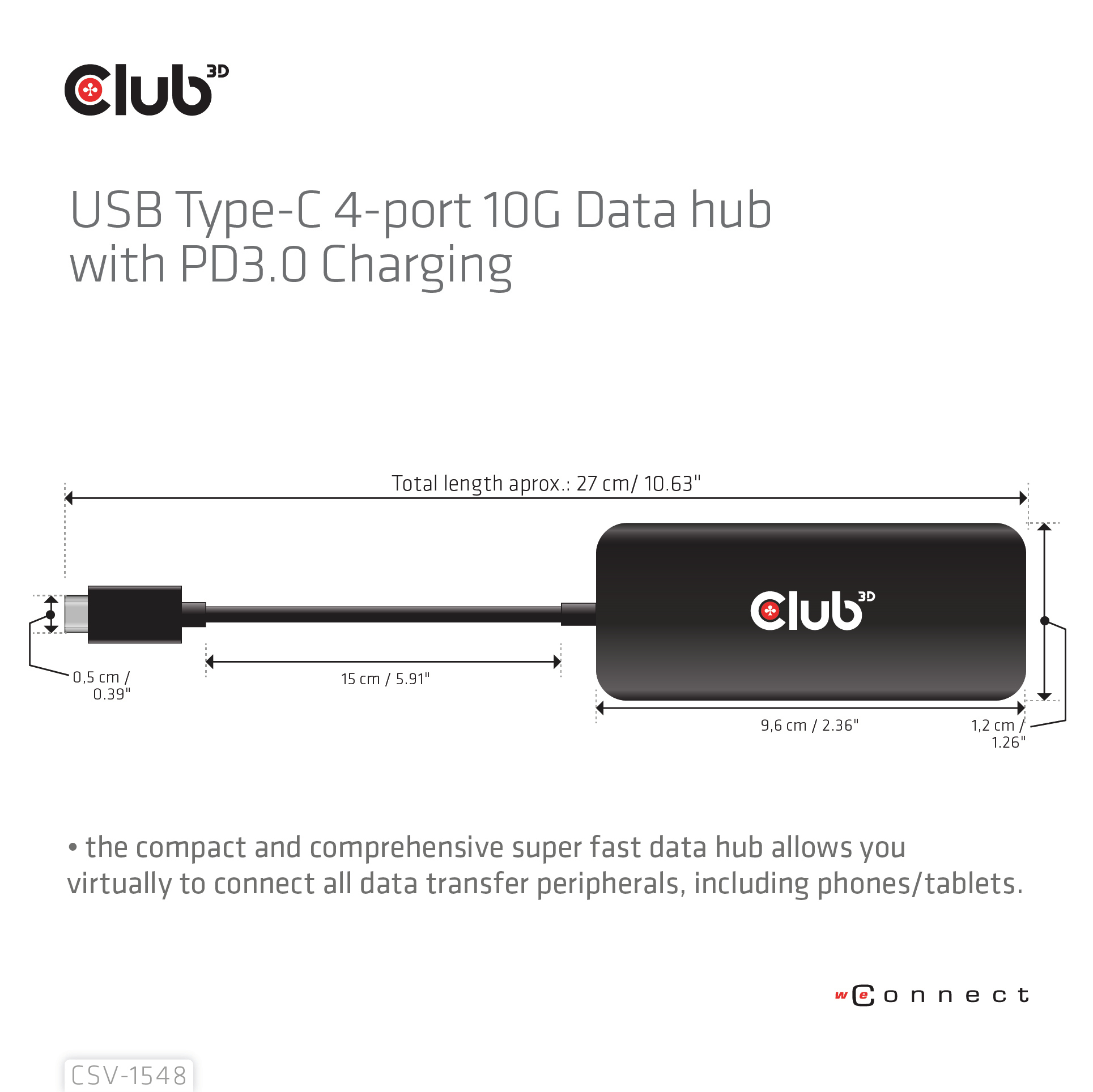 Club 3D CSV-1548 - Hub - 4 x USB 3.1 Gen 2, Ansicht 2