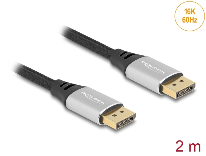 Delock DisplayPort Kabel 16K 60 Hz 2 m silber Metall, Ansicht 4