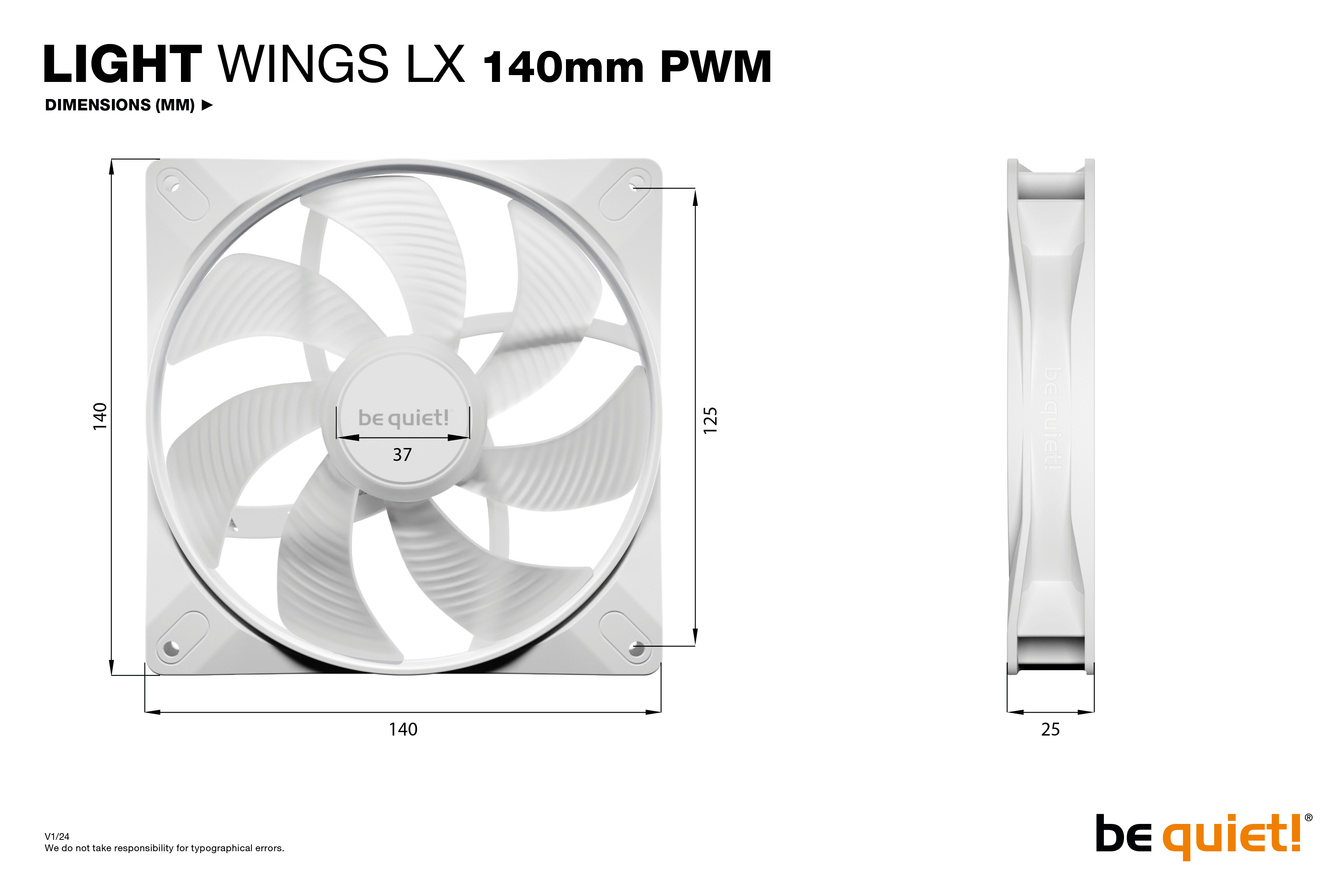Be Quiet! ! LIGHT WINGS LX - 140mm PWM White Triple Pack, Ansicht 2