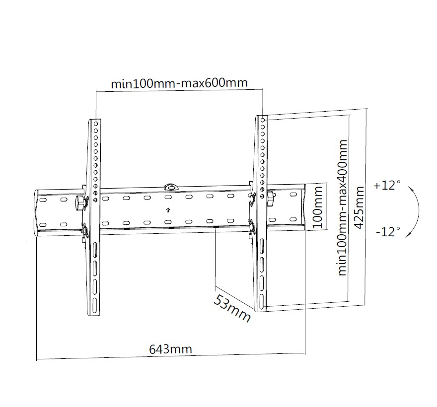 Equip Halterung - für Curved Panel/Flat Panel - Neigen - stainless steel - Schwarz (37-75), Ansicht 2