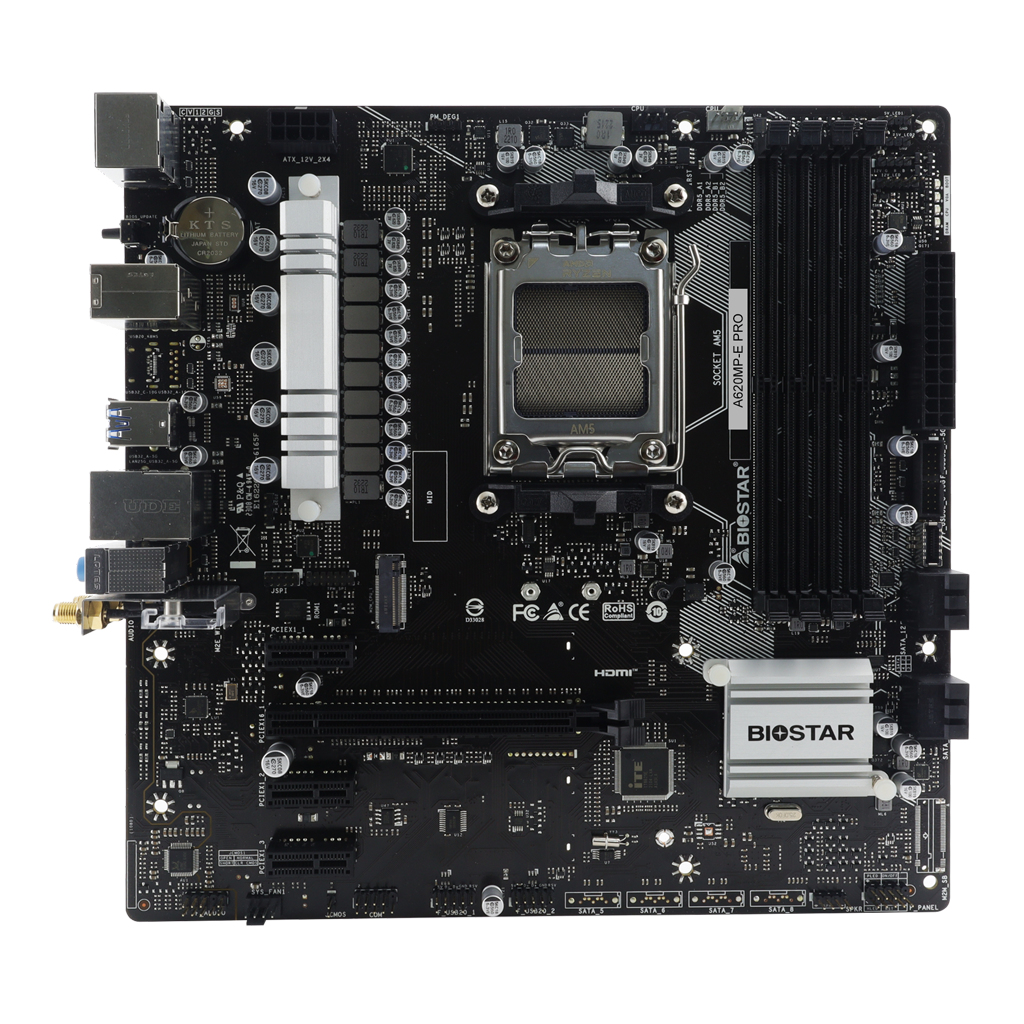 Biostar A620MP-E PRO - AMD - Sockel AM5 - AMD Ryzen 7000 Series - DDR5-SDRAM - 128 GB - DIMM - mATX, Ansicht 2