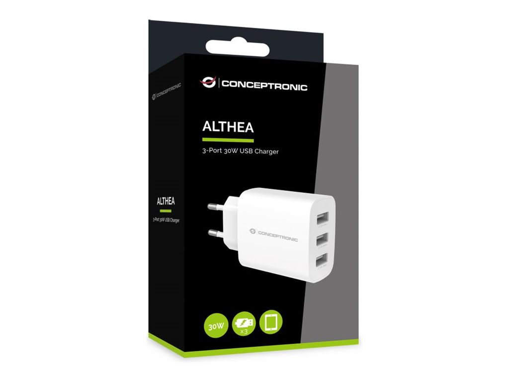 Conceptronic Netzteil - (AC-Netzteil) - 30 Watt - 6 A - 3 Ausgabeanschlussstellen (USB)