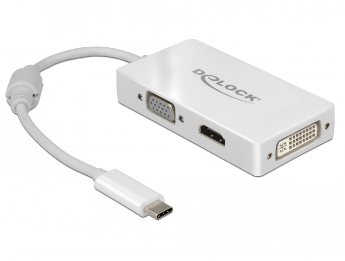 Delock 63924, USB Type-C, 3840 x 2160 Pixel, Weiß, 60 Hz, 0,13 m, Windows 10, Windows 7, Windows 8.1