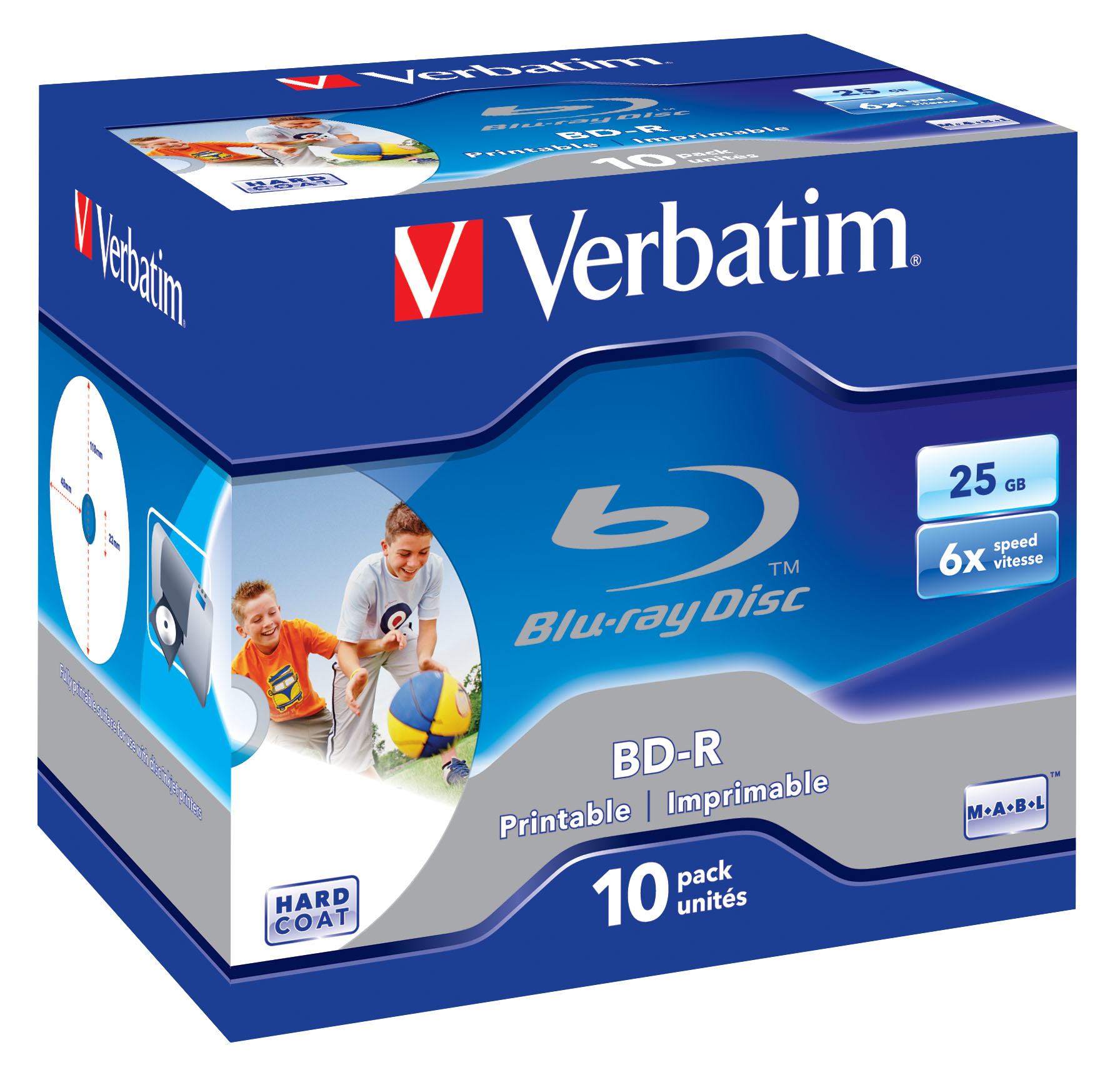 Verbatim 10 x BD-R - 25 GB 6x - bedruckbare Oberfläche - Jewel Case (Schachtel), Ansicht 2