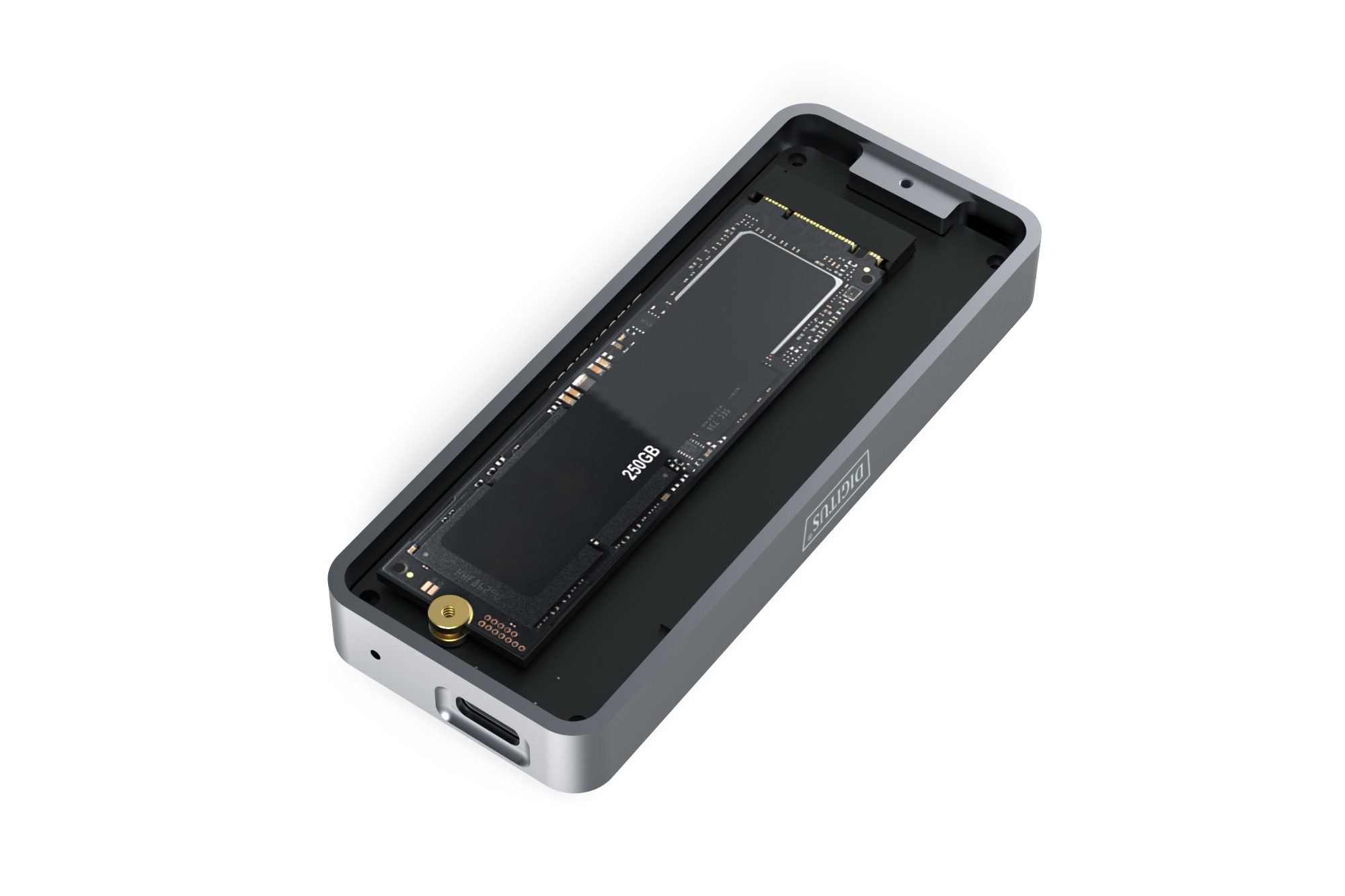 DIGITUS USB M.2 Festplattengehäuse, SSD, extern, NVMe , 20Gbps, USB 3.2 Gen2x2, Aluminium, inkl. Montagematerial, Ansicht 2