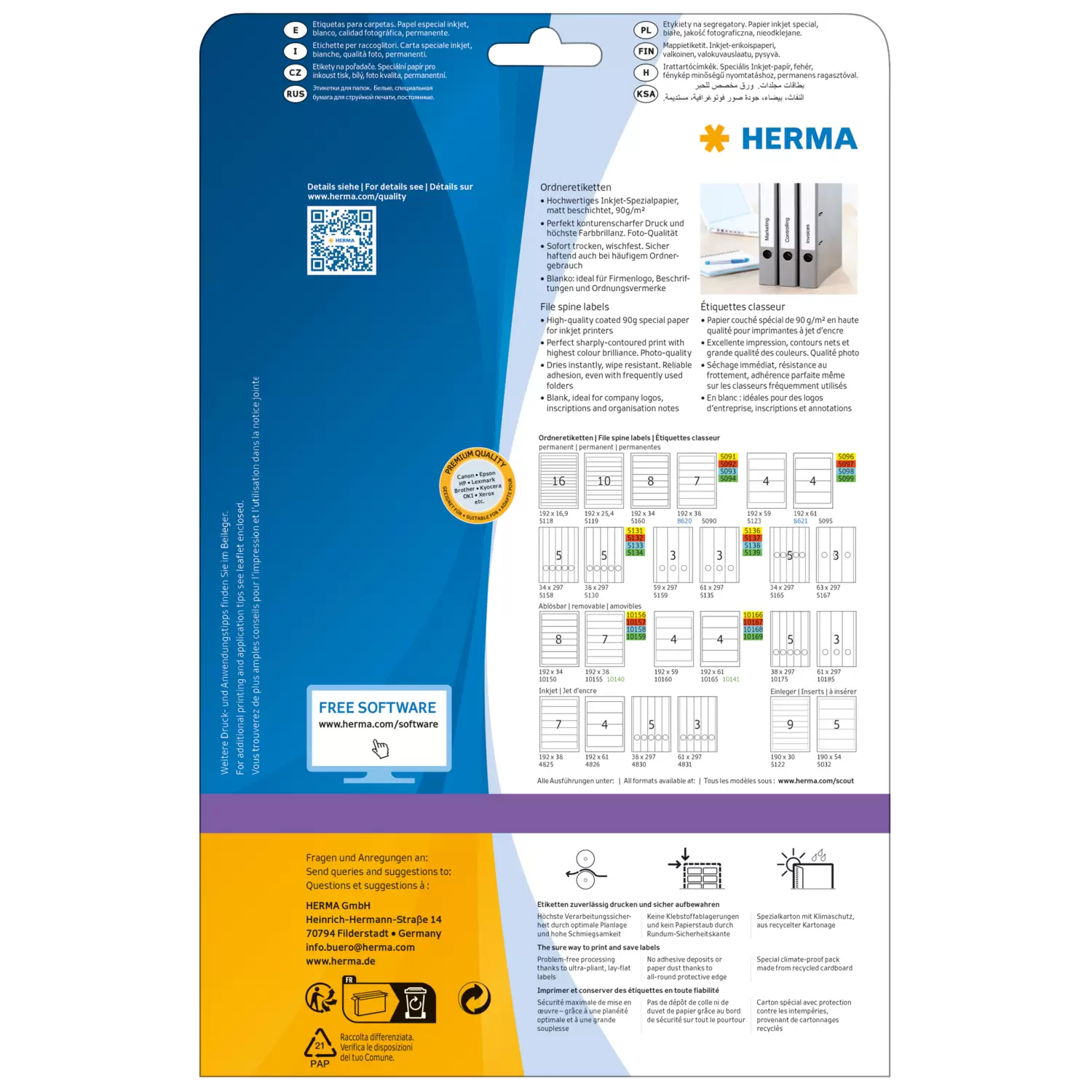 HERMA Special - Papier - matt - permanent selbstklebend - beschichtet - weiß - 61 x 297 mm - 90 g/m² - 75 Etikett(en), Ansicht 2