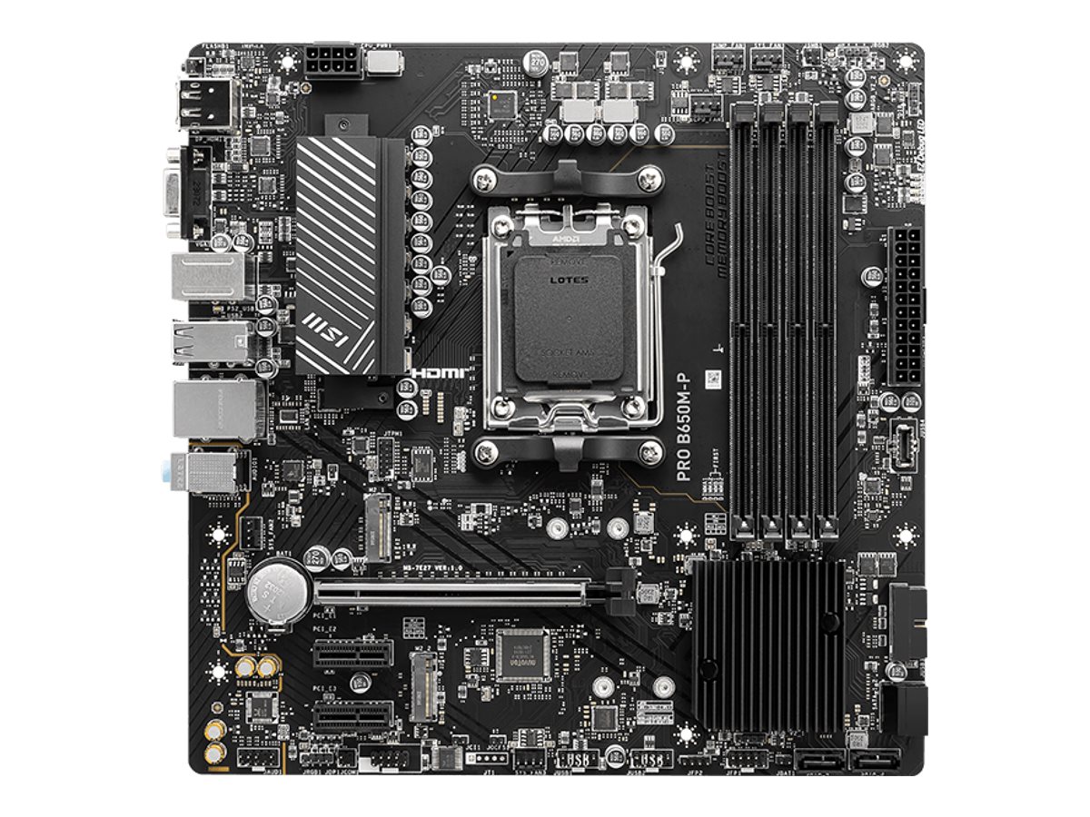 MSI PRO B650M-P - Motherboard - micro ATX - Socket AM5 - AMD B650 Chipsatz - USB-C 3.2 Gen 2x2 USB 3.2 Gen 2 USB 3.2 Gen 1 - 2.5 Gigabit LAN - Onboard-Grafik (CPU erforderlich)