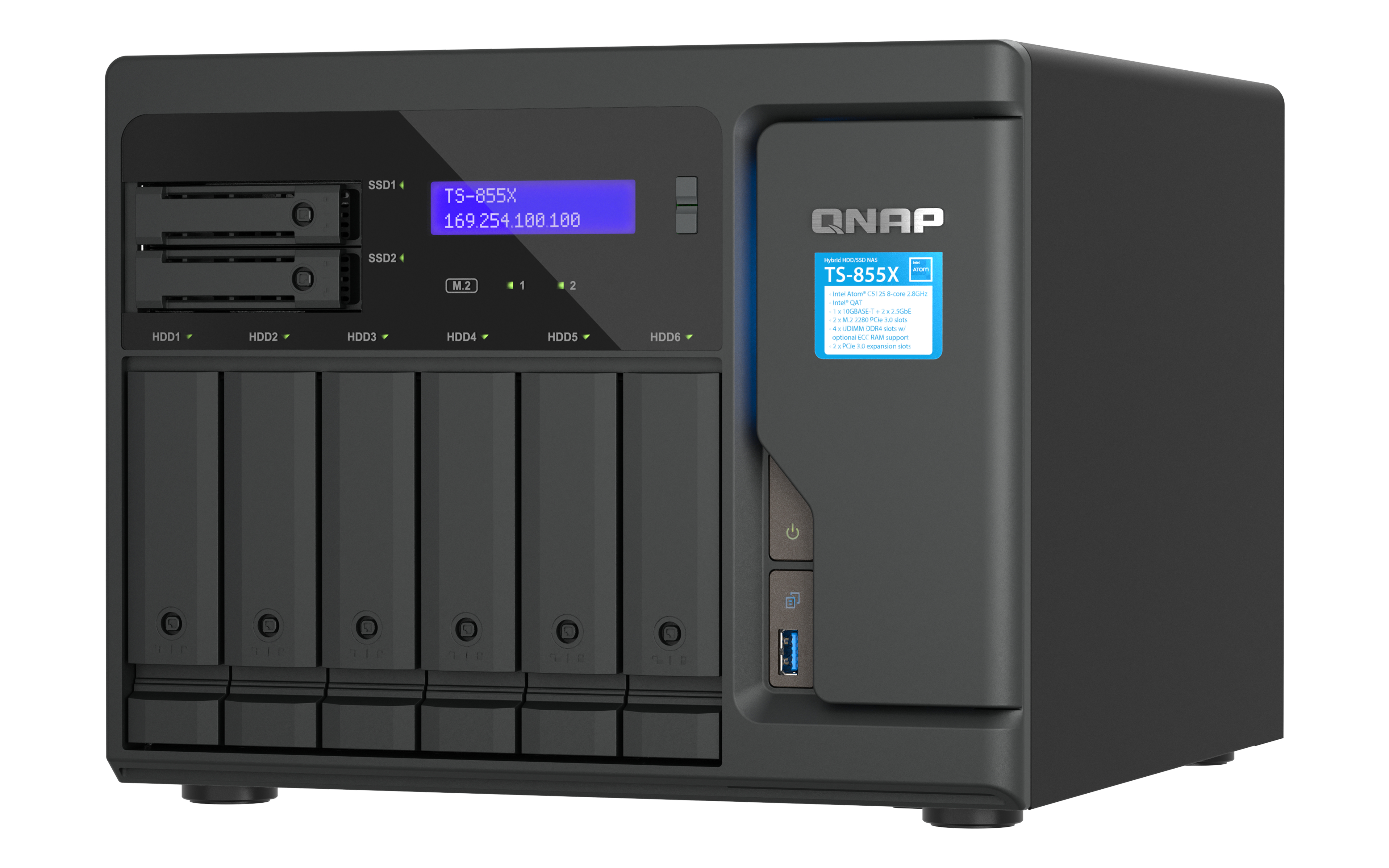 QNAP 8-Bay NAS C5125 8-core/8-thrd 2.8GHzproc - NAS - SATA, Ansicht 4