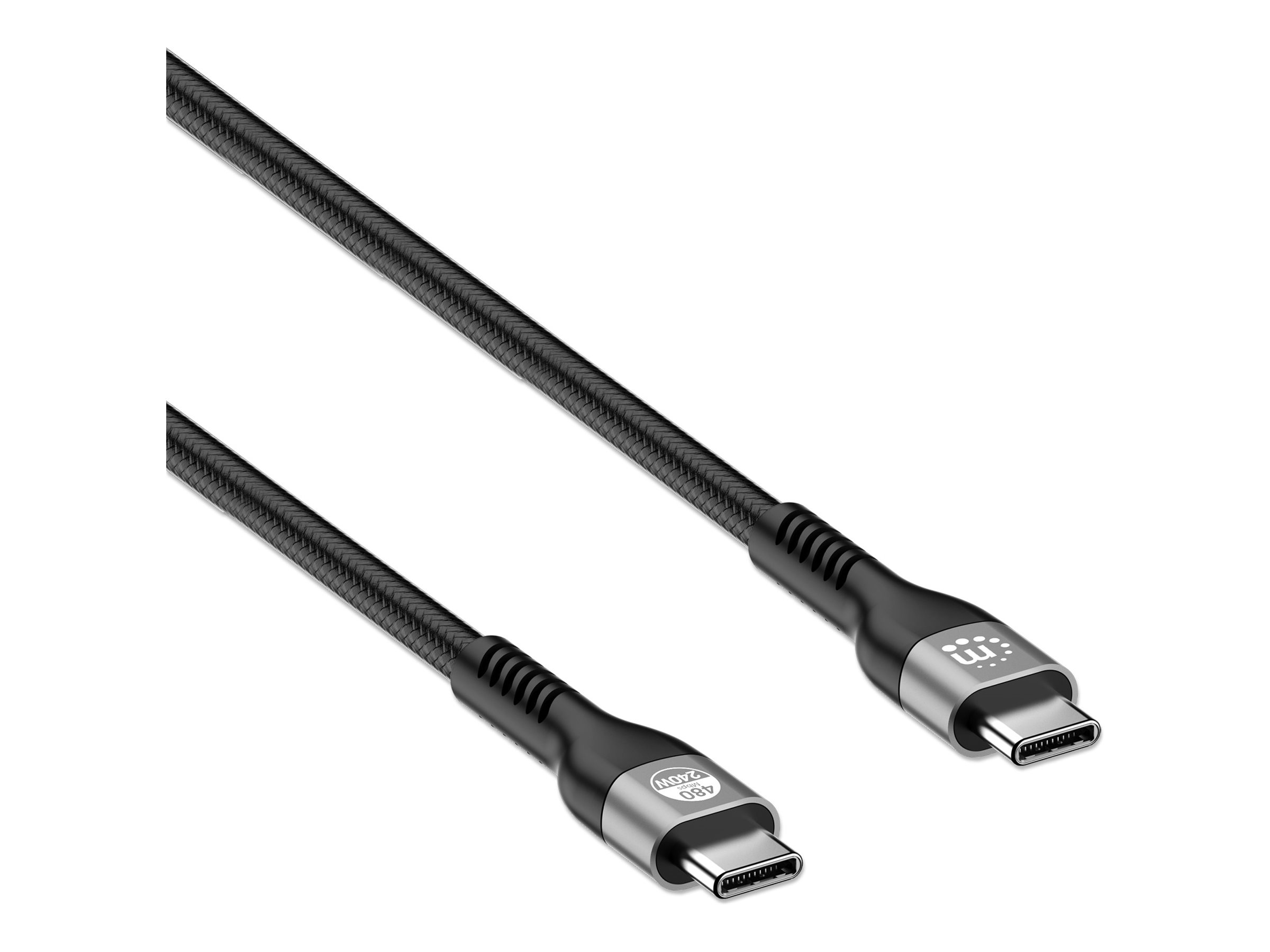 Manhattan USB-C to USB-C Cable (240W), 2m, Male to Male, Black, 480 Mbps (USB 2.0)