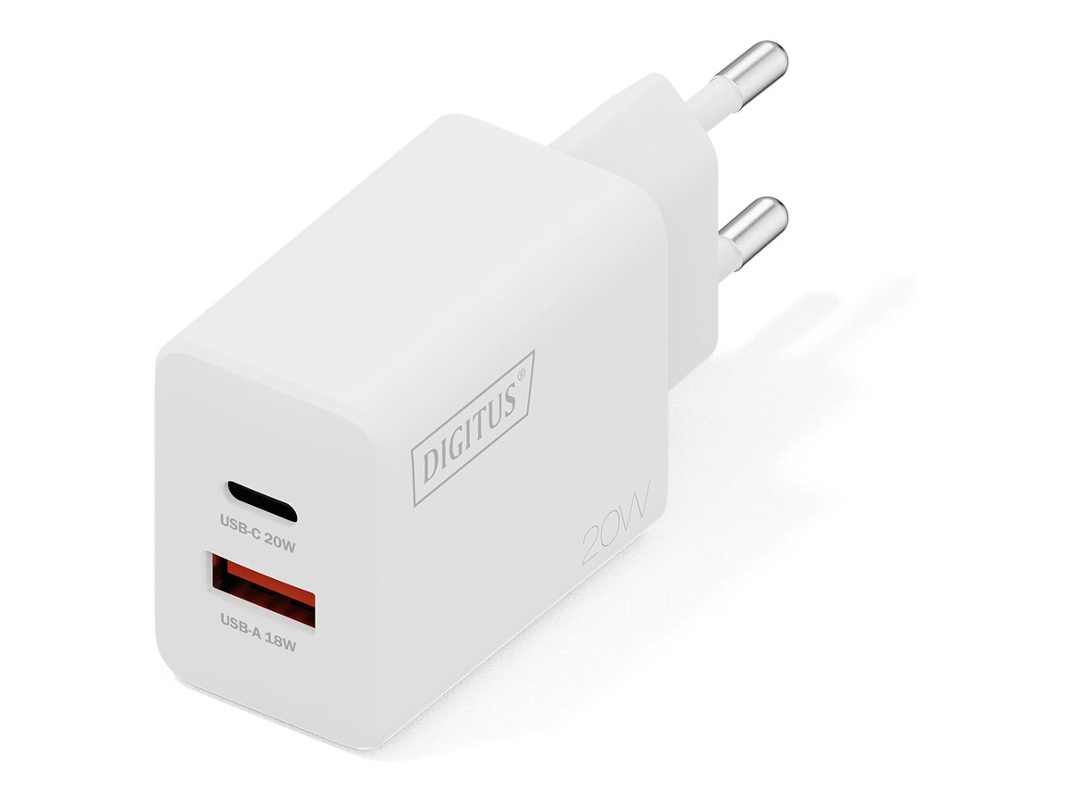 DIGITUS USB Charger 20W, 1x USB-C, 1x USB-A