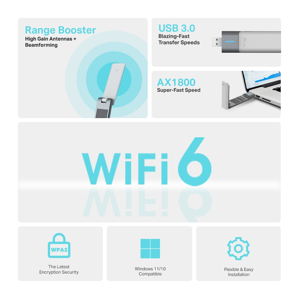 TP-LINK AX1800 High Gain Dual Band Wi-Fi 6 USB A - 1,2 Gbps - USB 3.0, Ansicht 2