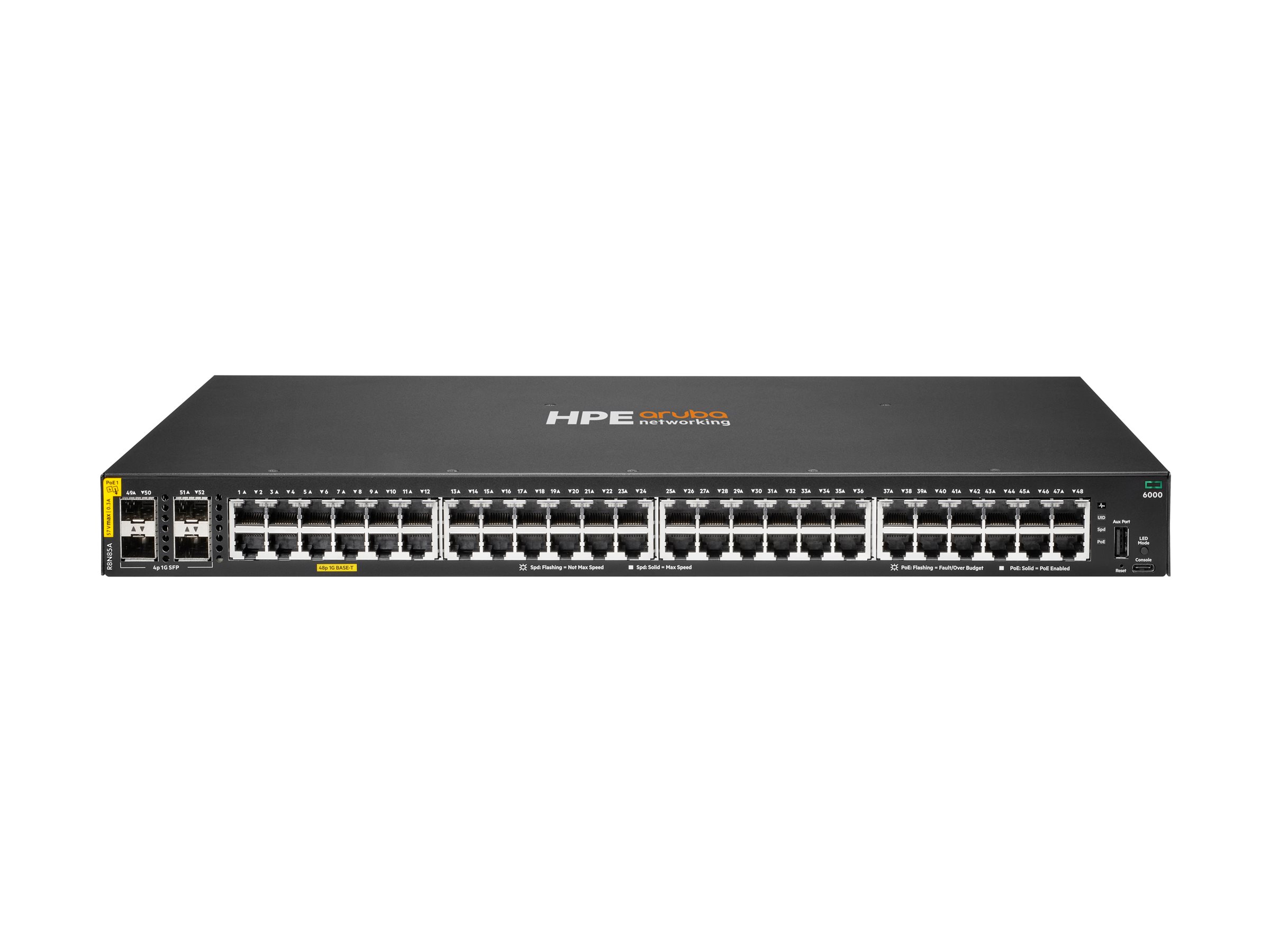 HPE Aruba 6000 48G Class4 PoE 4SFP 370W Switch - Switch - managed - 48 x 10/100/1000 (PoE+), Ansicht 3