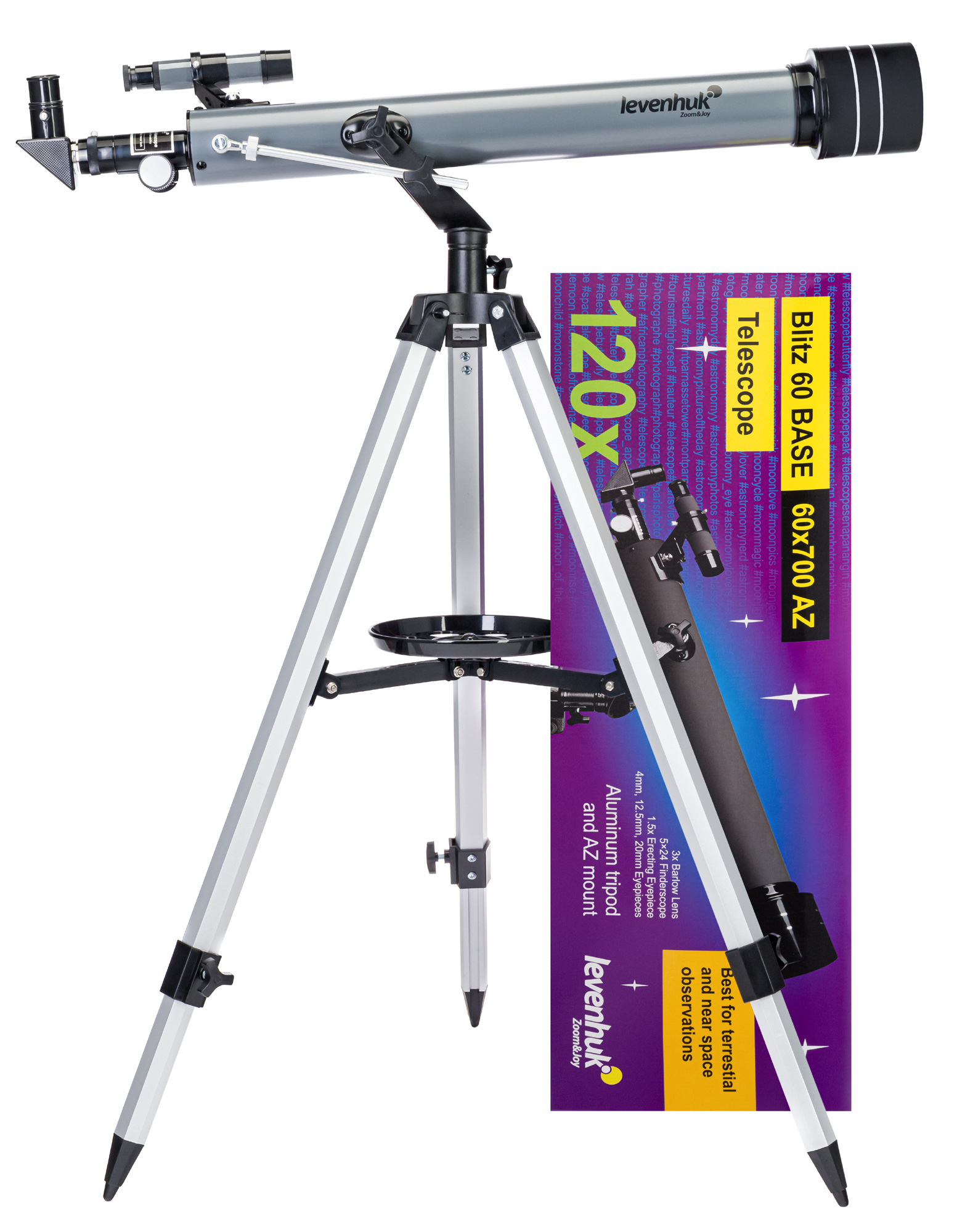 Levenhuk Blitz 60 Base - 3 Jahr(e) - Grau - Glas - Metall - Aluminium - Metall - Junge/Mädchen, Ansicht 2