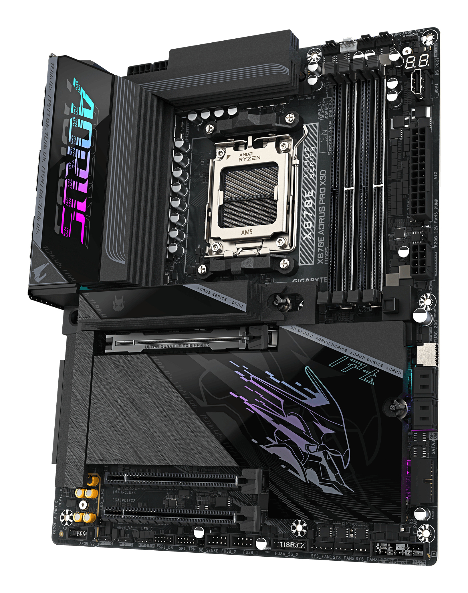 Gigabyte X870E A PRO X AM5 4xSATA 4xM.2 - Mainboard - AMD Sockel AM5 (Ryzen Zen4), Ansicht 4