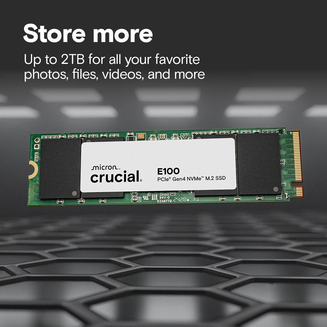 Crucial E100 - SSD - 2 TB - intern - M.2 2280 - PCIe 4.0 x4 (NVMe), Ansicht 3