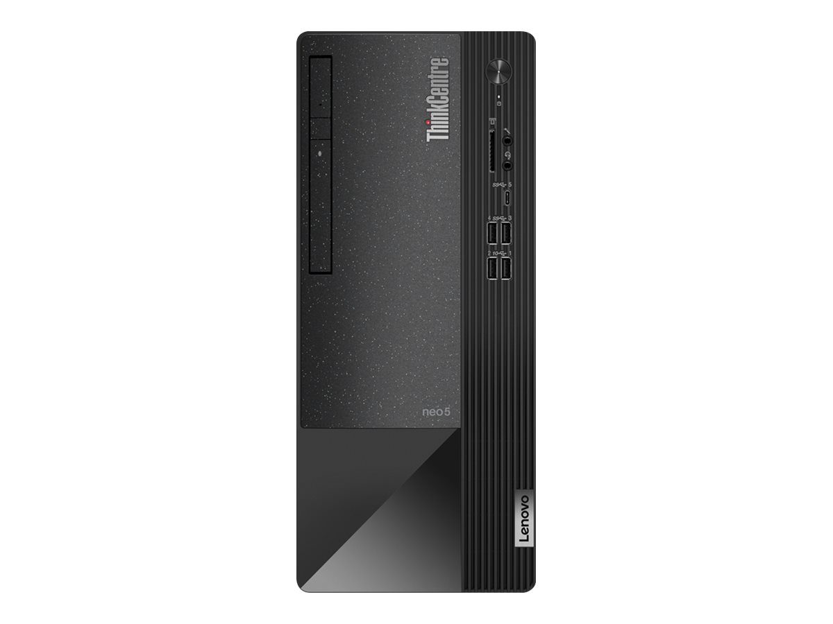 Lenovo ThinkCentre neo 50t 11SC - Tower - Core i5 12400 / 2.5 GHz - RAM 16 GB - SSD 512 GB - TCG Opal Encryption 2, NVMe - DVD-Writer - UHD Graphics 730 - GigE - Win 11 Pro - Monitor: keiner - Tastatur: Deutsch - schwarz (Gestell), grau (Blende) - To