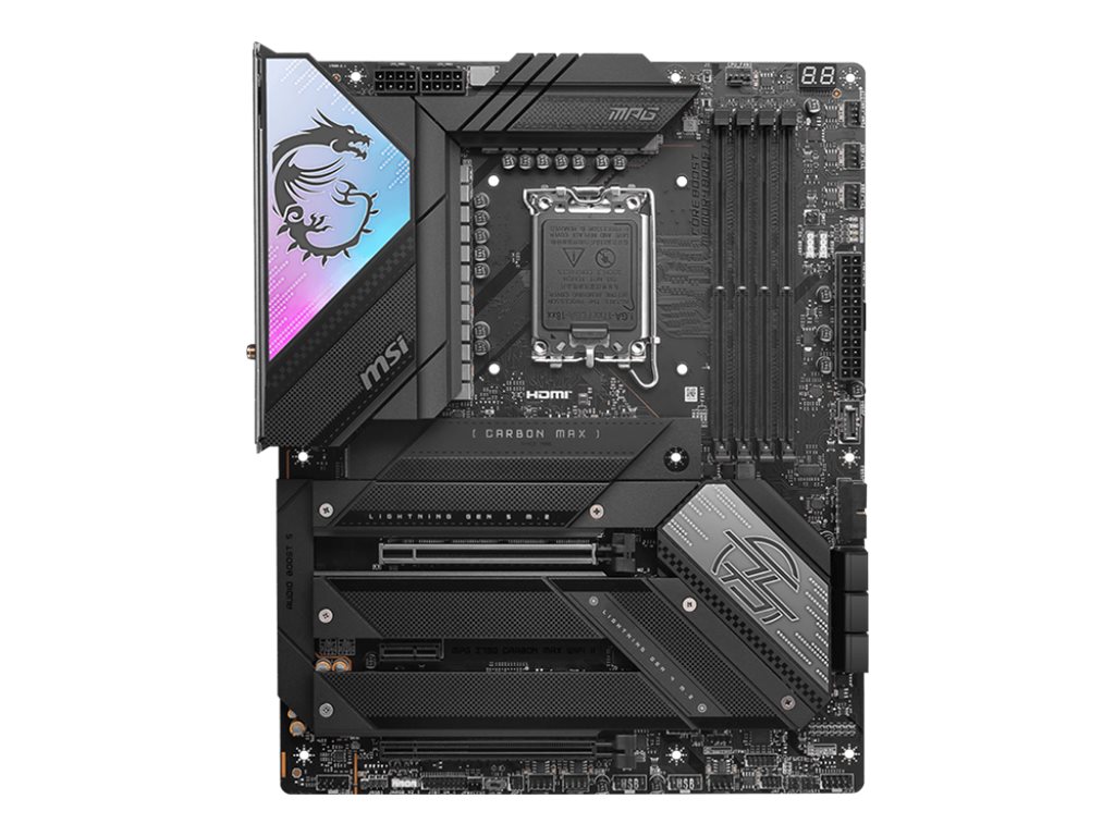 MSI MPG Z790 Carbon MAX Wifi II - Motherboard - ATX - LGA1700-Sockel - Z790 Chipsatz - USB 3.2 Gen 1 USB 3.2 Gen 2 USB-C 3.2 Gen2 USB-C 3.2 Gen 2x2 - 5 Gigabit Ethernet Wi-Fi Bluetooth - Onboard-Grafik (CPU erforderlich)
