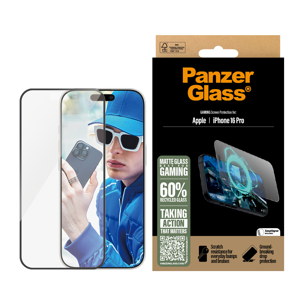 PanzerGlass Gaming Displayschutz iPhone 16 Pro Ultra-Wide Fit, Ansicht 4