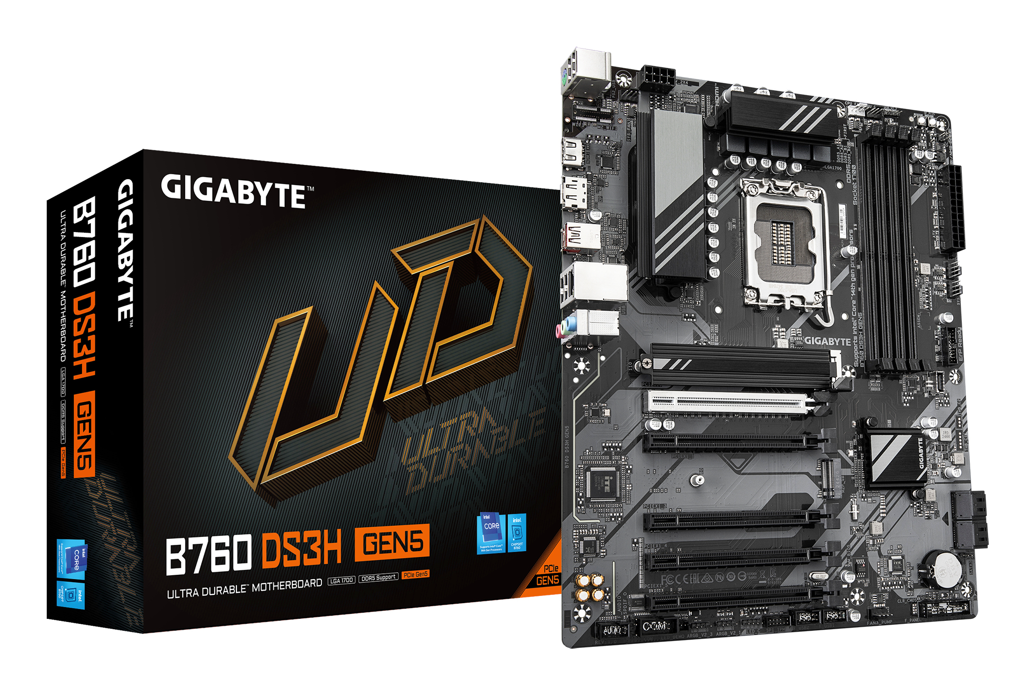 Gigabyte B760 DS3H GEN5 - Motherboard - ATX - LGA1700-Sockel - B760 Chipsatz - USB-C 3.2 Gen 2x2, USB-C 3.2 Gen 1…, Ansicht 4