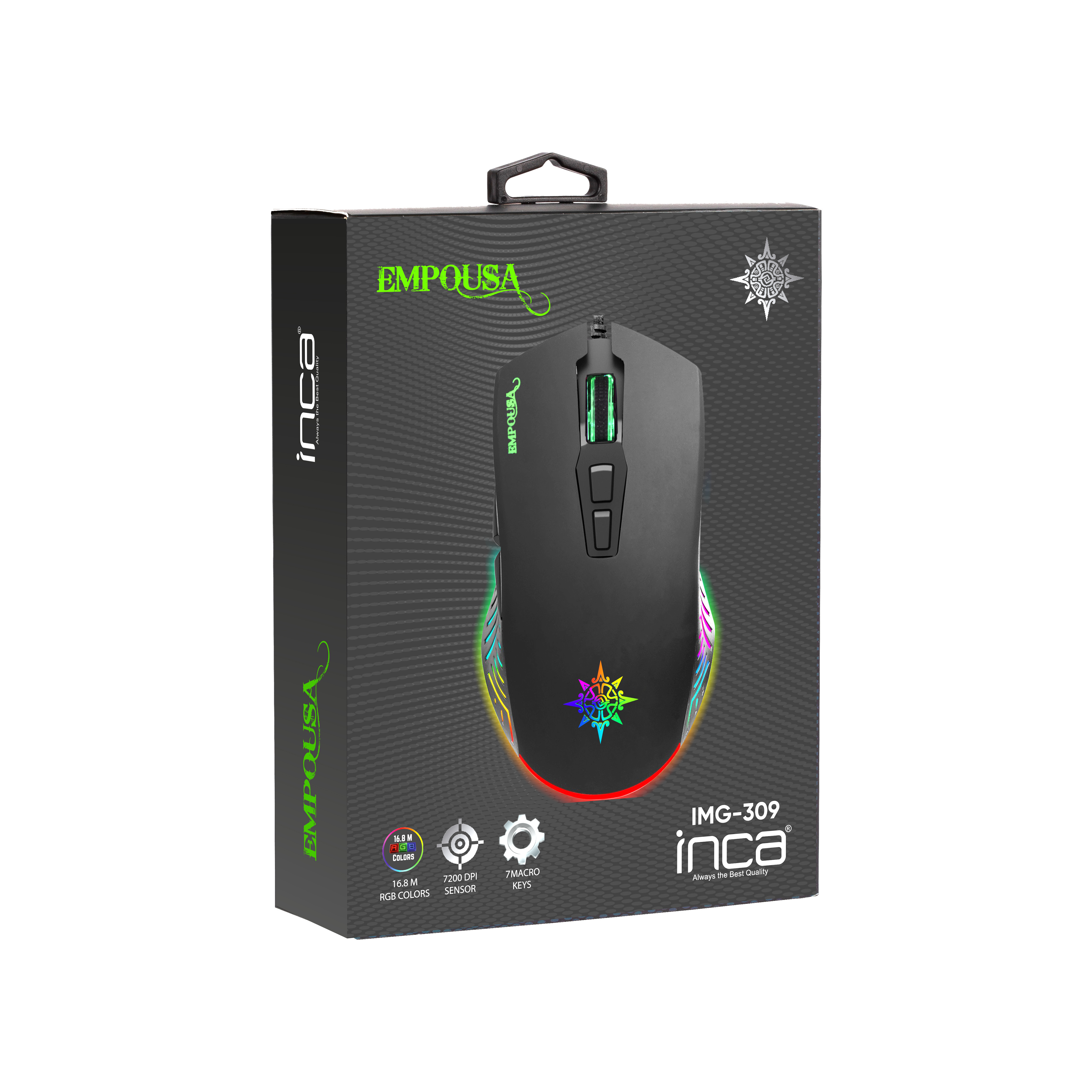 INCA IMG-309 - Beidhändig - USB Typ-A - 7200 DPI - Schwarz, Ansicht 2