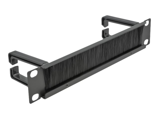 Delock Cable Management Brush Strip with 2 hooks - Kabelführungspanel mit Bürste - Schwarz - 1U - 25.4 cm (10)