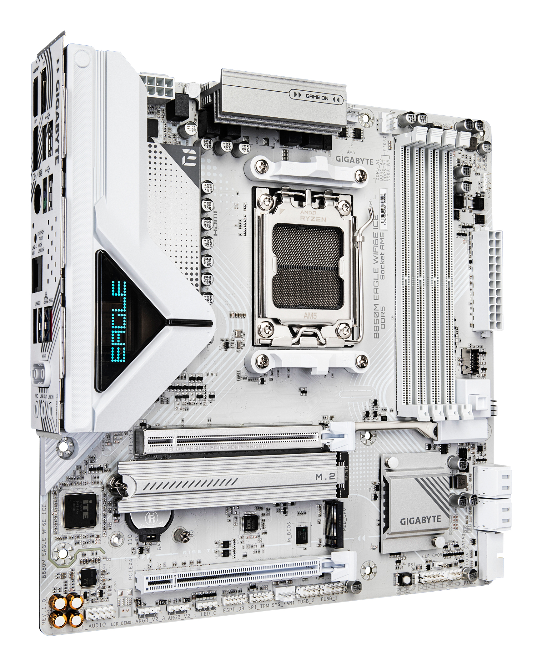 Gigabyte B850M EAGLE WIFI6E ICE - Motherboard - micro ATX - Socket AM5 - AMD B850 Chipsatz - USB-C 3.2 Gen2…, Ansicht 3