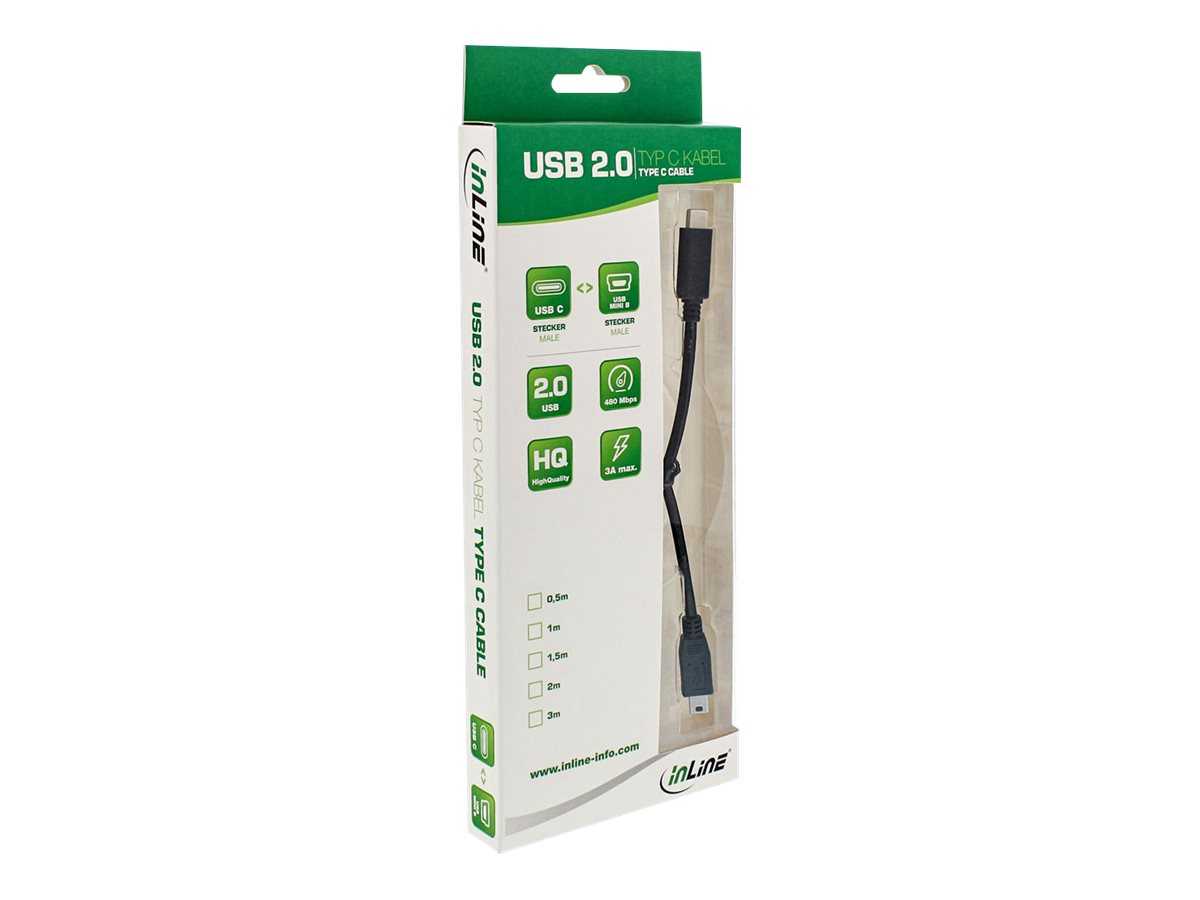 InLine USB 2.0 Kabel - USB-C Stecker an Mini-B Stecker - schwarz - 3m