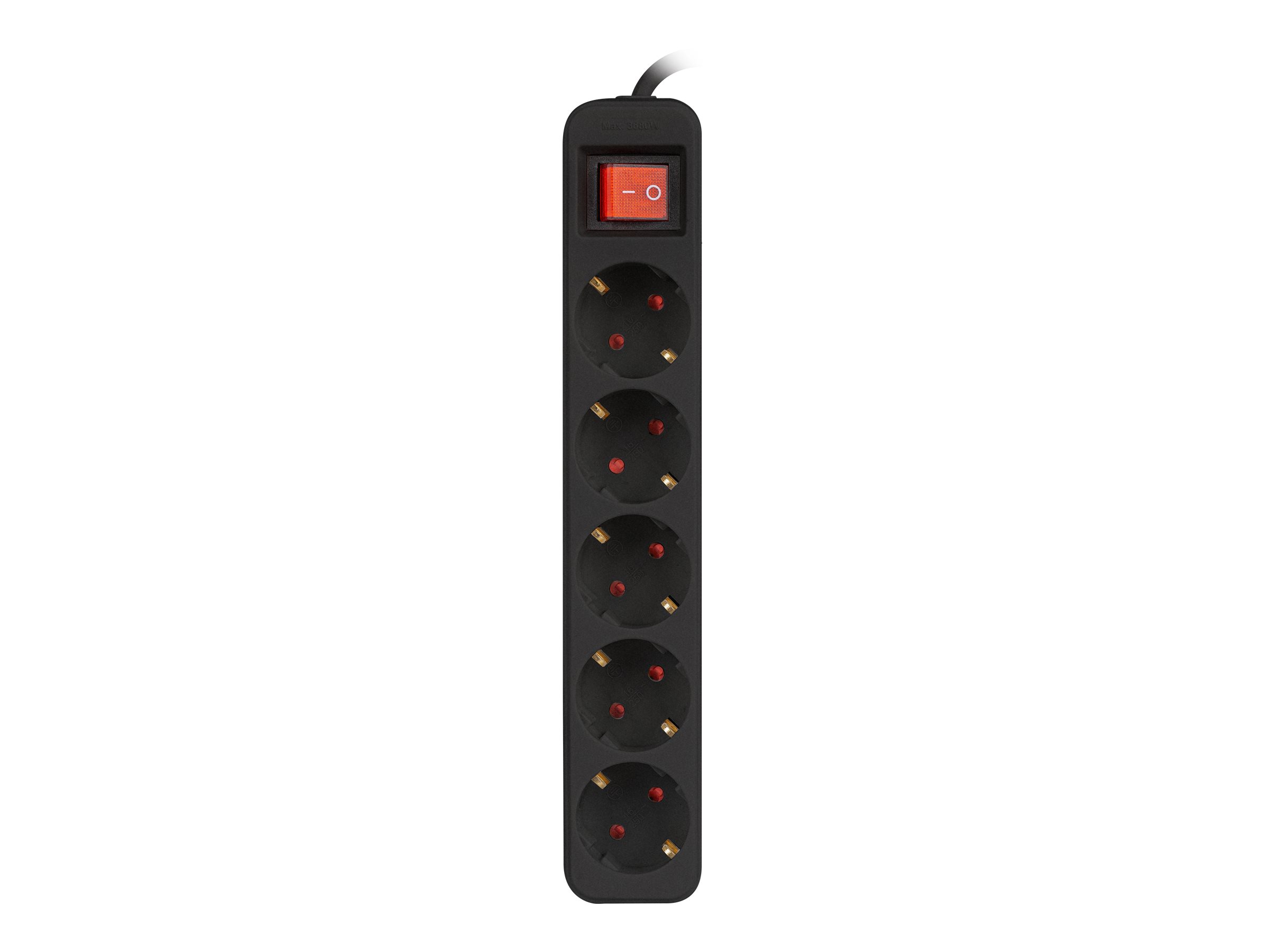 Lanberg PS1-05F-0300-BK Stikdase 5-stik 10A Sort 3m, Ansicht 4