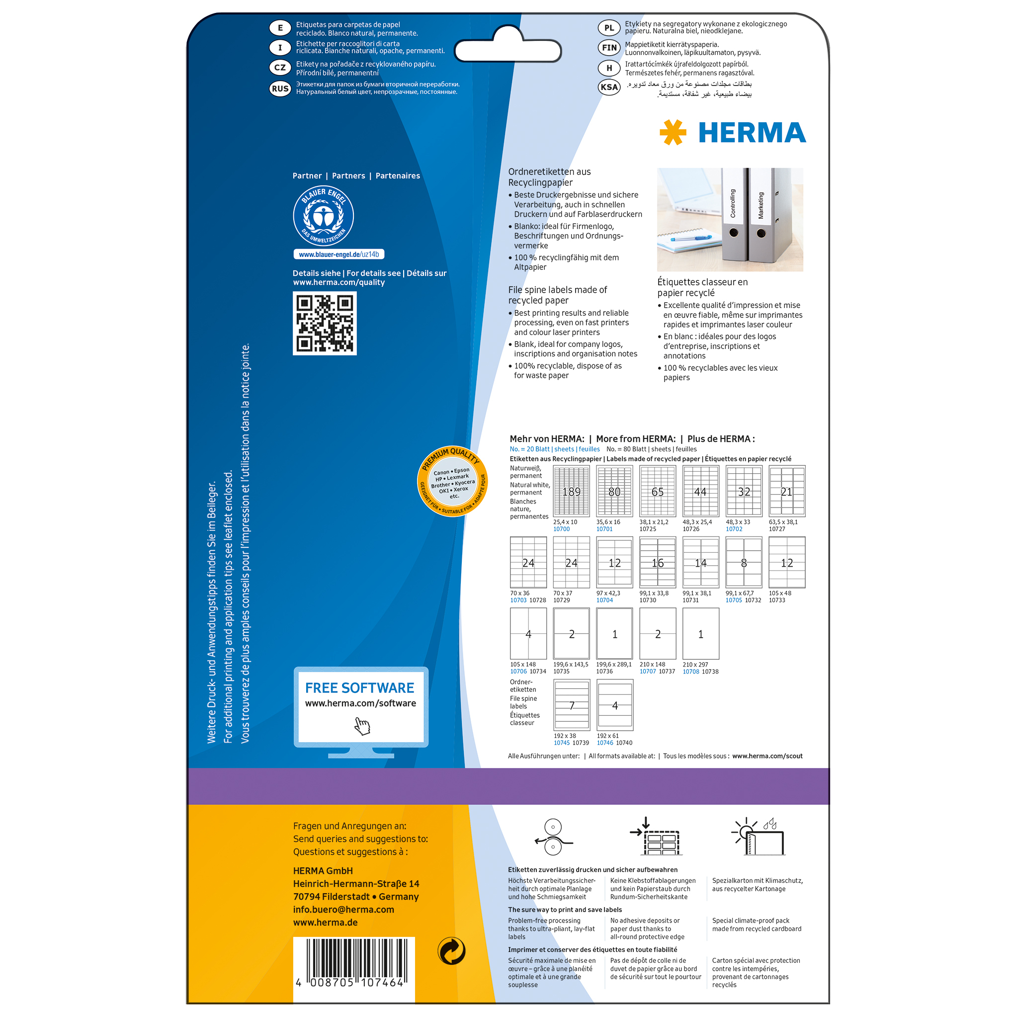 HERMA 10746 - Weiß - Selbstklebendes Druckeretikett - Gestanztes Etikett - Papier - Laser/Inkjet - Dauerhaft, Ansicht 2