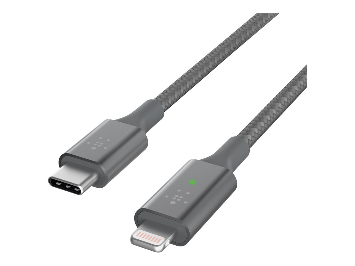 Belkin BOOST CHARGE Smart - Lightning-Kabel - 24 pin USB-C männlich zu Lightning männlich - 1.2 m - Grau - unterstützt Stromversorgung
