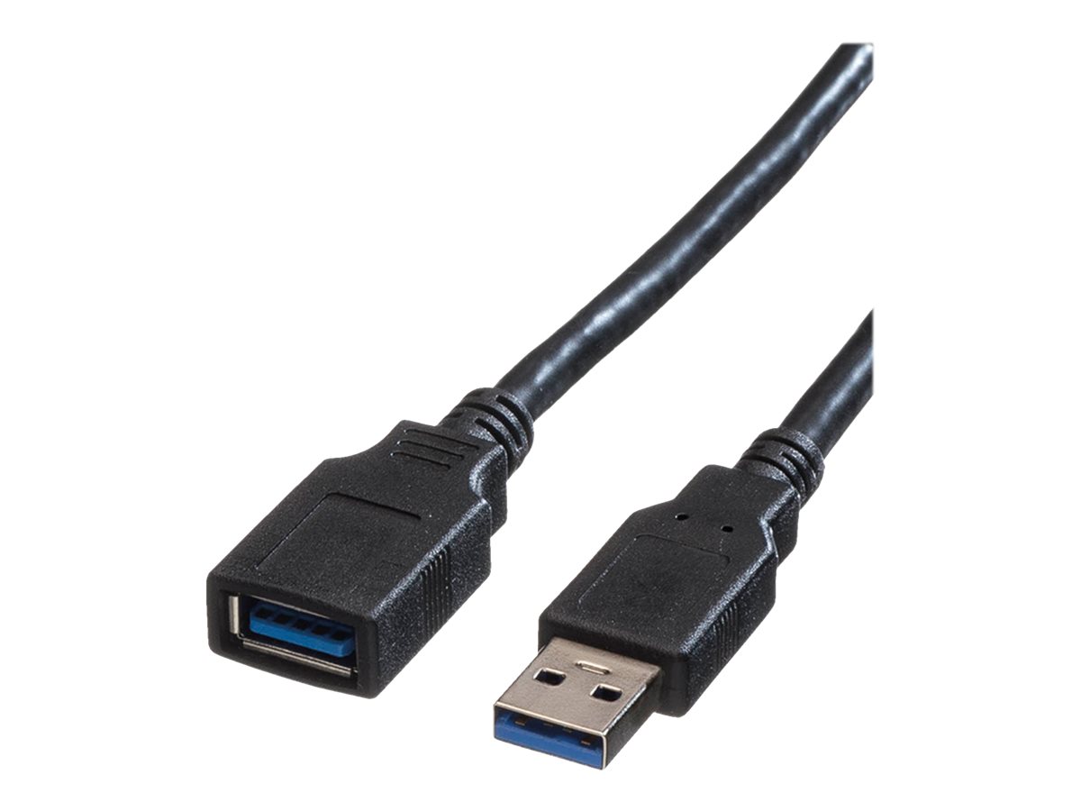 Roline - USB-Verlängerungskabel - USB Typ A (M) zu USB Typ A (W) - USB 3.0 - 80 cm - Schwarz