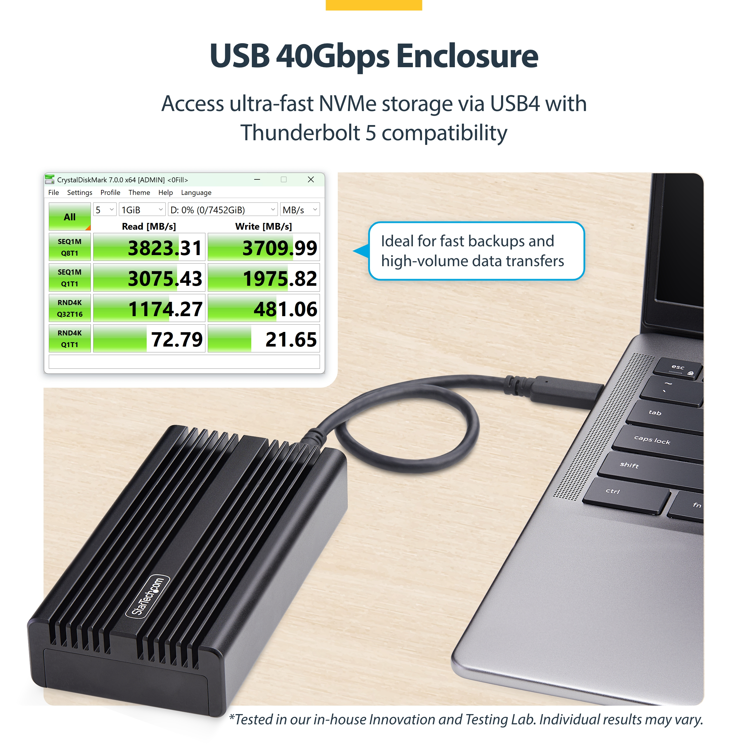 StarTech.com Speichergehäuse - 1 Schächte (PCIe 4.0 x 4 (NVMe)), Ansicht 2
