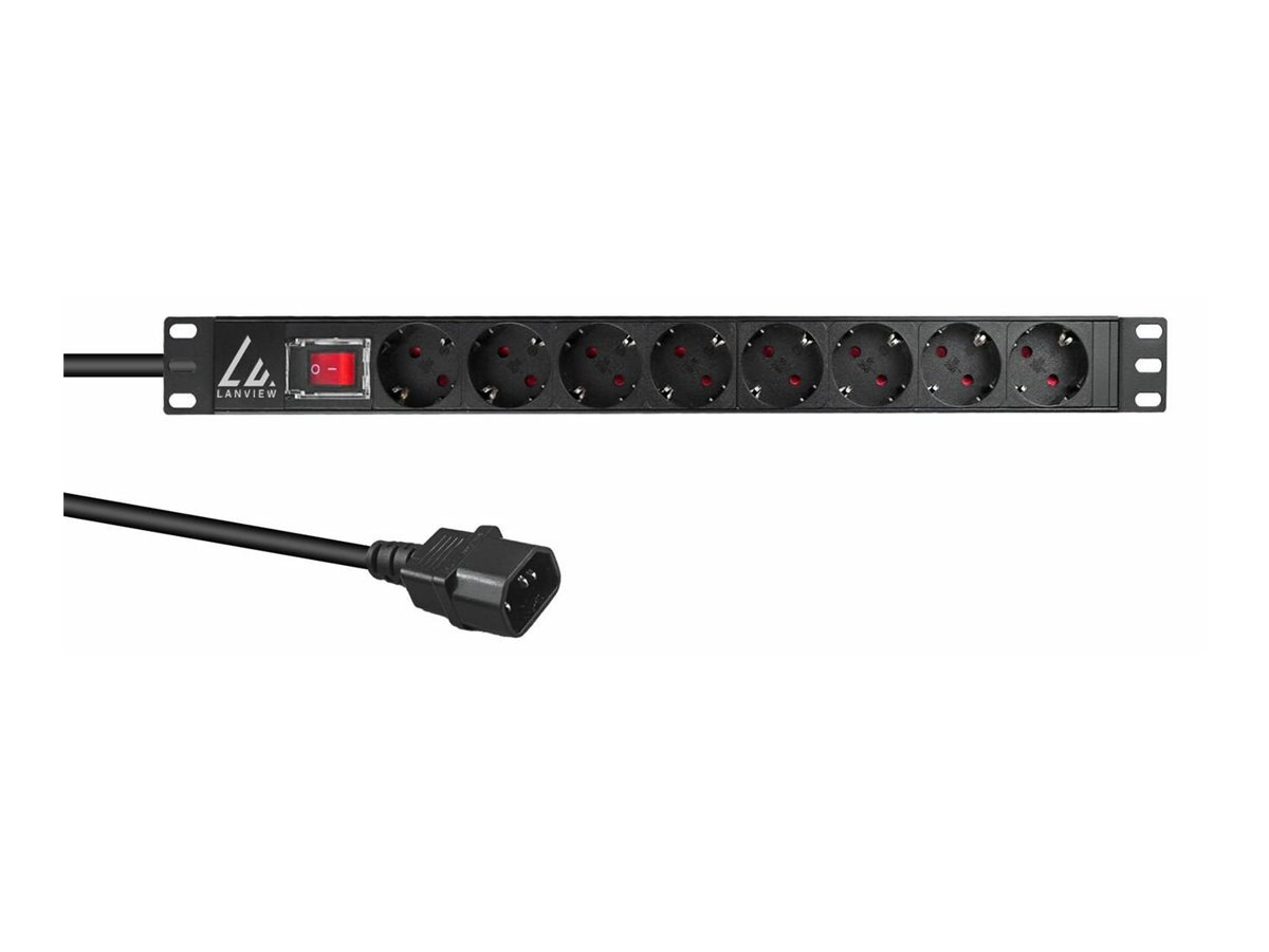Lanview 19'' rack mount power strip 16A with 8 x Schuko - Rackbefestigung, Ansicht 2