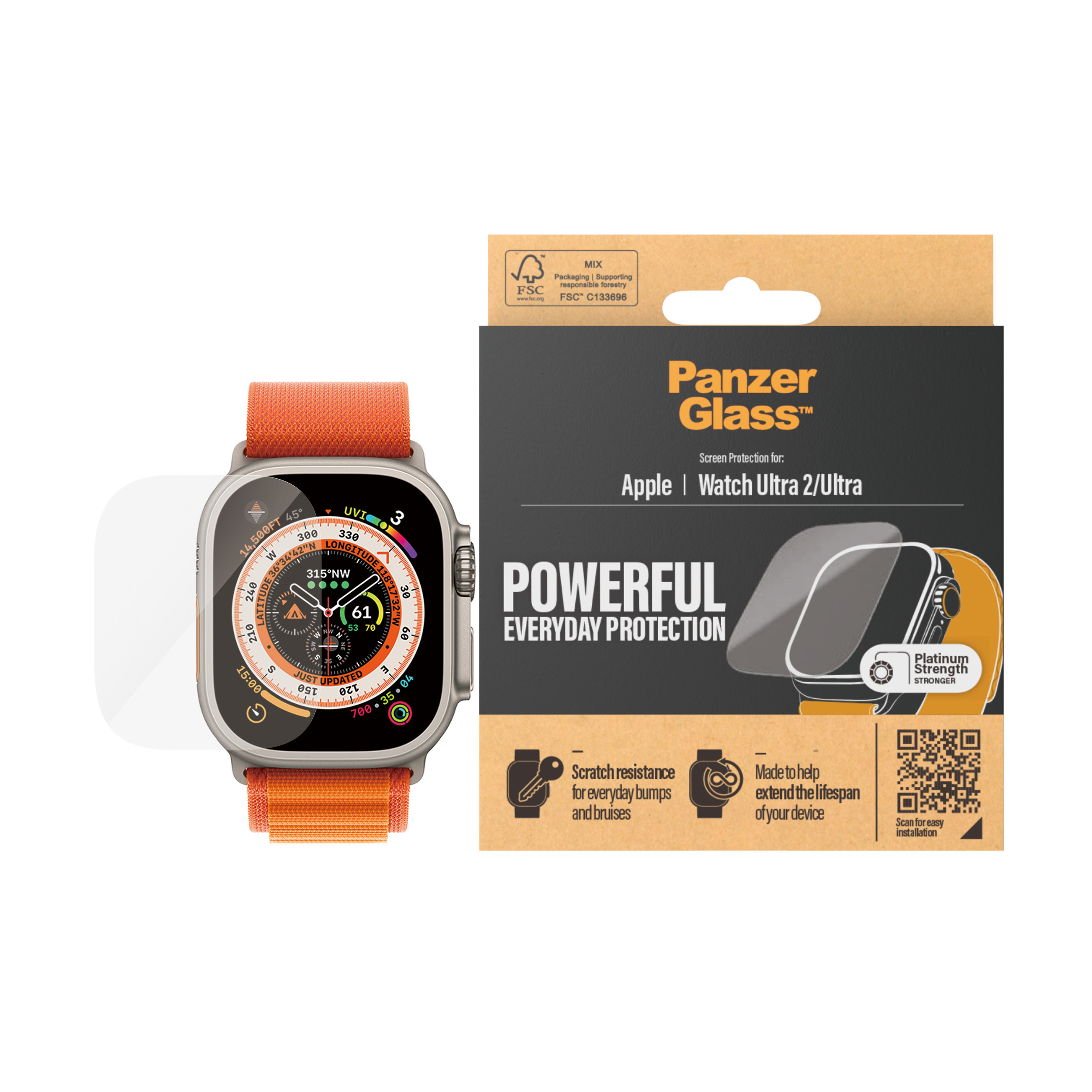 PanzerGlass Bildschirmschutz für Smartwatch - Glas - für Apple Watch Ultra (49 mm), Ansicht 2