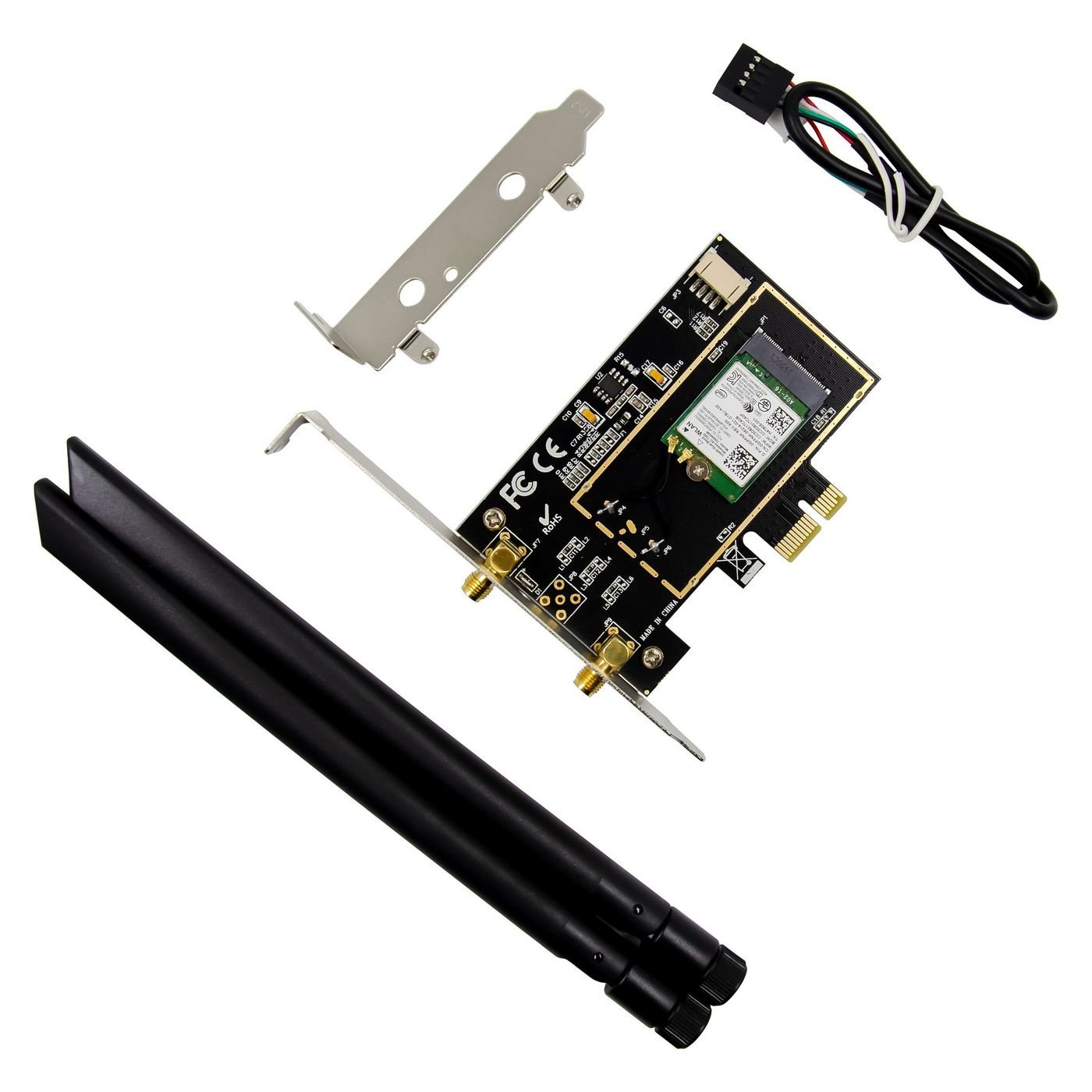 MicroConnect MC-PCIE-INT7260DUAL - Kabellos - PCI Express - Bluetooth - 3000 Mbit/s - Schwarz, Ansicht 3