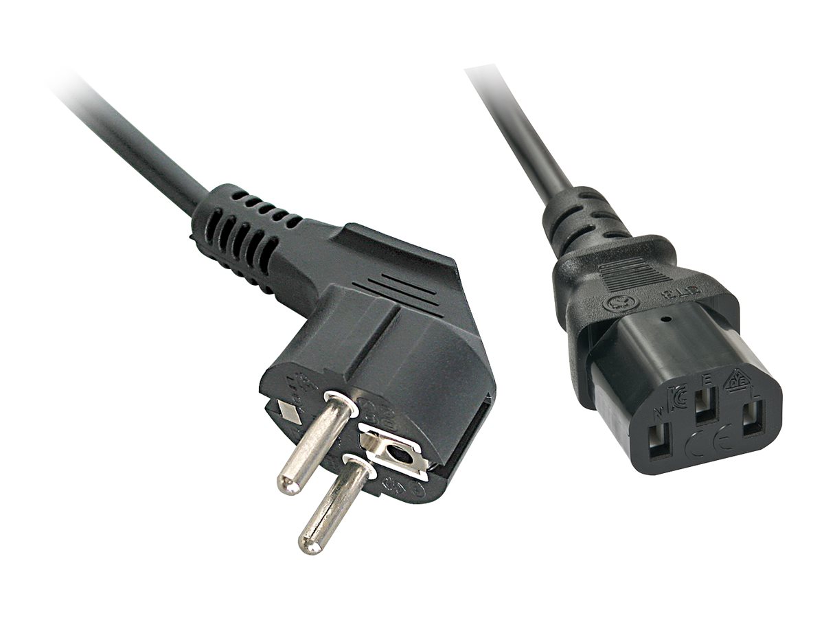 Lindy Schuko IEC Mains Cable - Stromkabel - CEE 7/7 gewinkelt zu IEC 60320 C13 - 70 cm - geformt - Schwarz