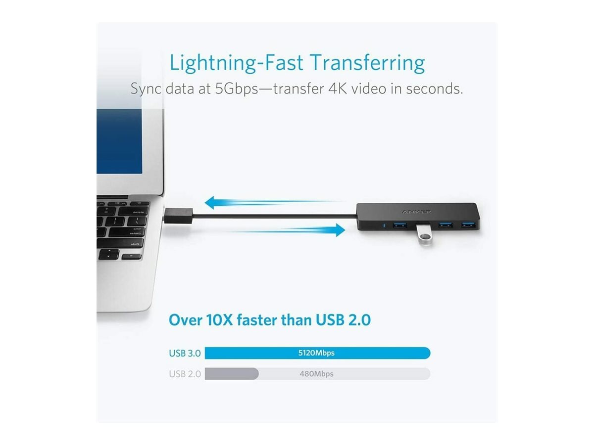 Anker Kassensysteme Anker Ultra Slim - Hub - 4 x SuperSpeed USB 3.0, Ansicht 3
