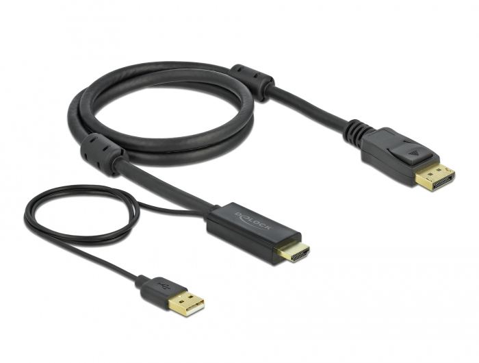 Delock 85963 - 1 m - HDMI Typ A (Standard) - DisplayPort + USB Type-A - Männlich - Männlich - Gerade