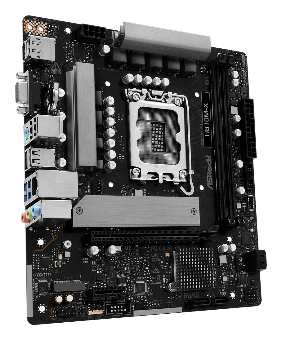 ASRock H810M-X - Motherboard - micro ATX - LGA1851-Sockel - H810 Chipsatz - 2.5 Gigabit LAN, Ansicht 4