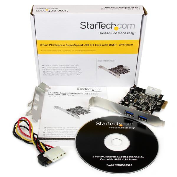 StarTech.com 2 Port USB 3.0 PCI Express Schnittstellenkarte mit UASP und 4 Pin LP4 Molex, Ansicht 2