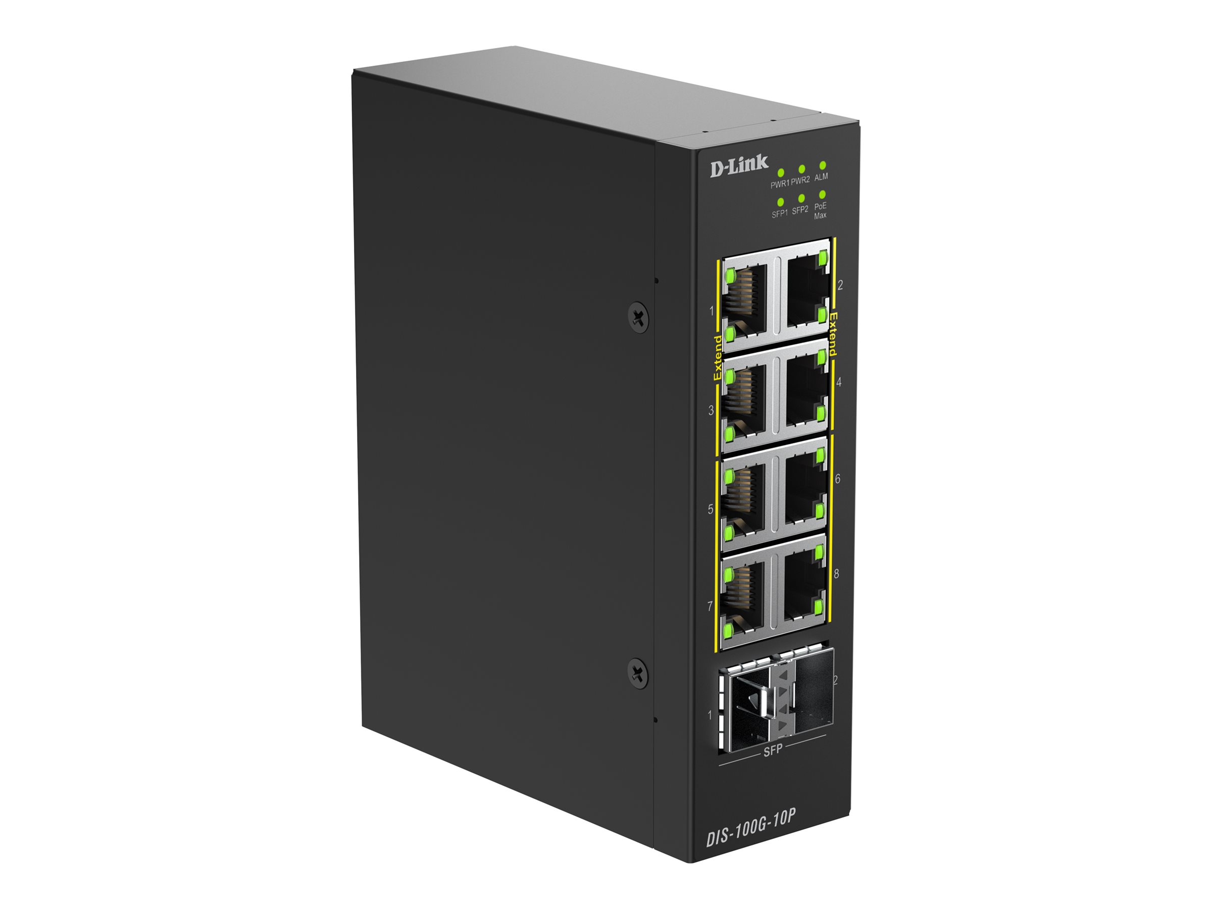 D-Link DIS 100G-10P - Switch - industriell - unmanaged - 8 x 10/100/1000 (PoE)