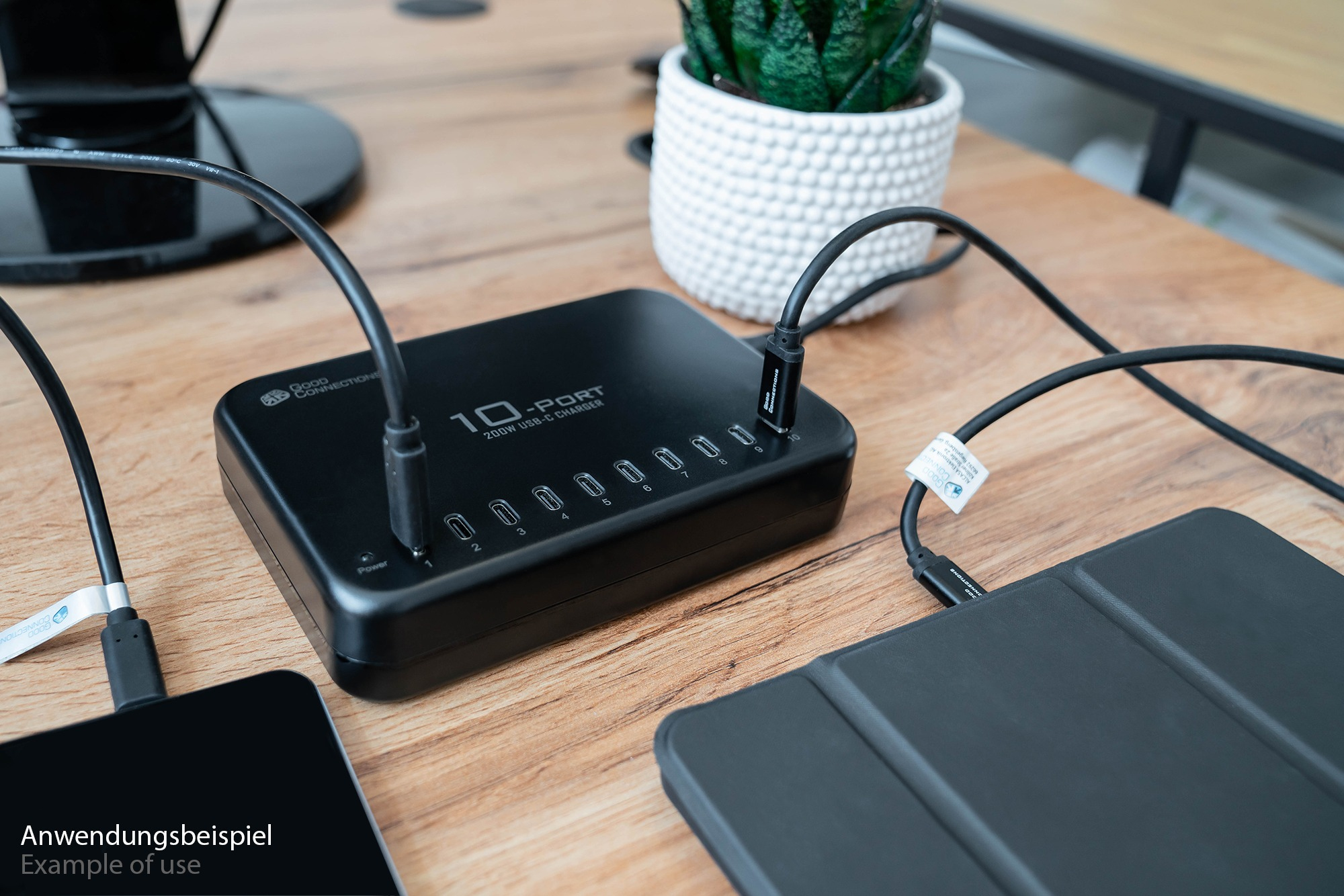 Good Connections GC USB-Desktop-Schnellladestation 200W 10-Port 10x USB-C schwarz, Ansicht 3