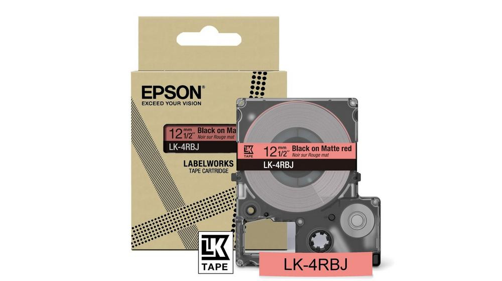 Epson LabelWorks LK-4RBJ - Schwarz auf Mattrot - Rolle (1,2 cm x 8 m), Ansicht 2