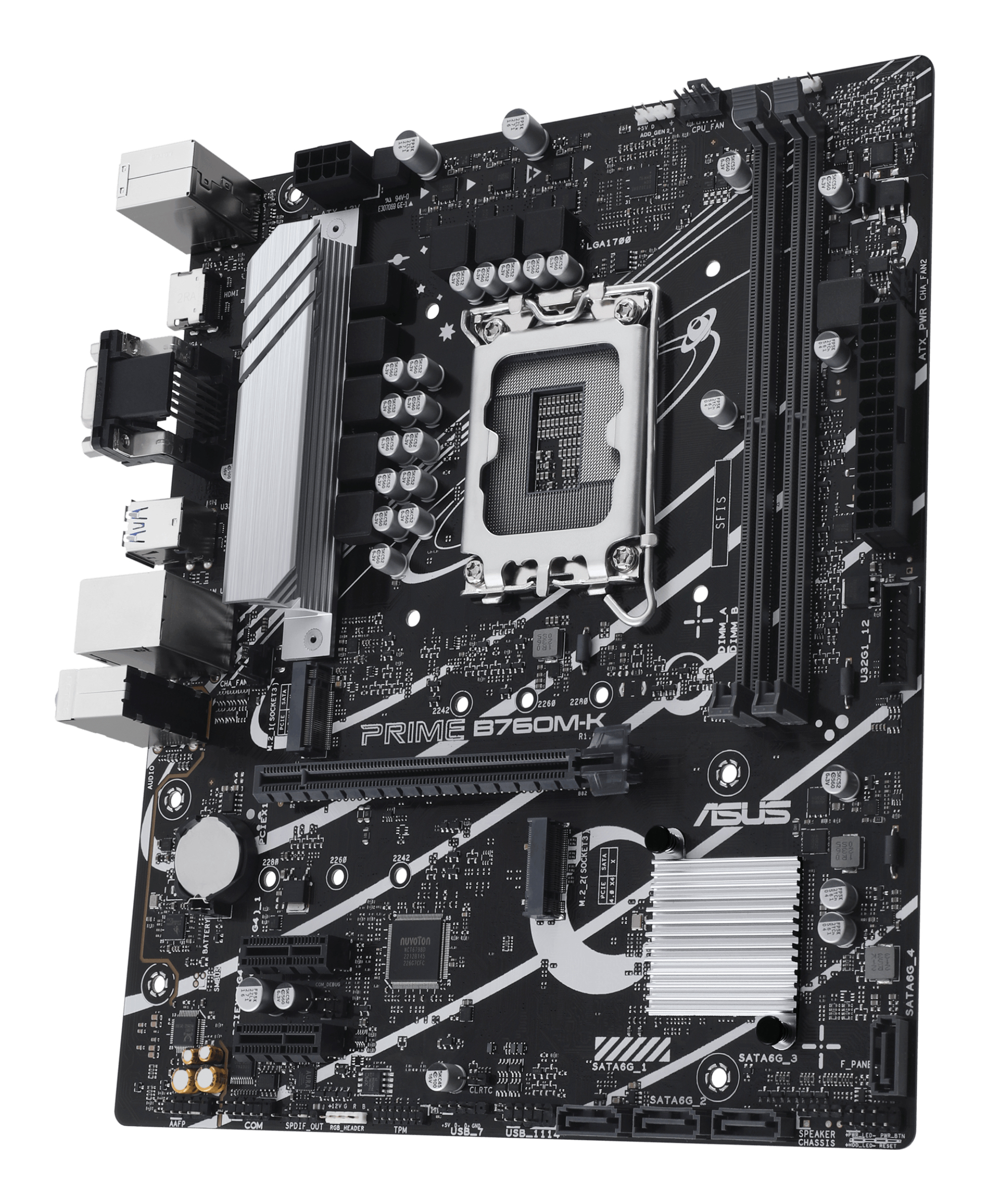 ASUS PRIME B760M-K - Motherboard - micro ATX - LGA1700-Sockel - B760 Chipsatz - USB 3.2 Gen 1 - 2.5 Gigabit LAN, Ansicht 3