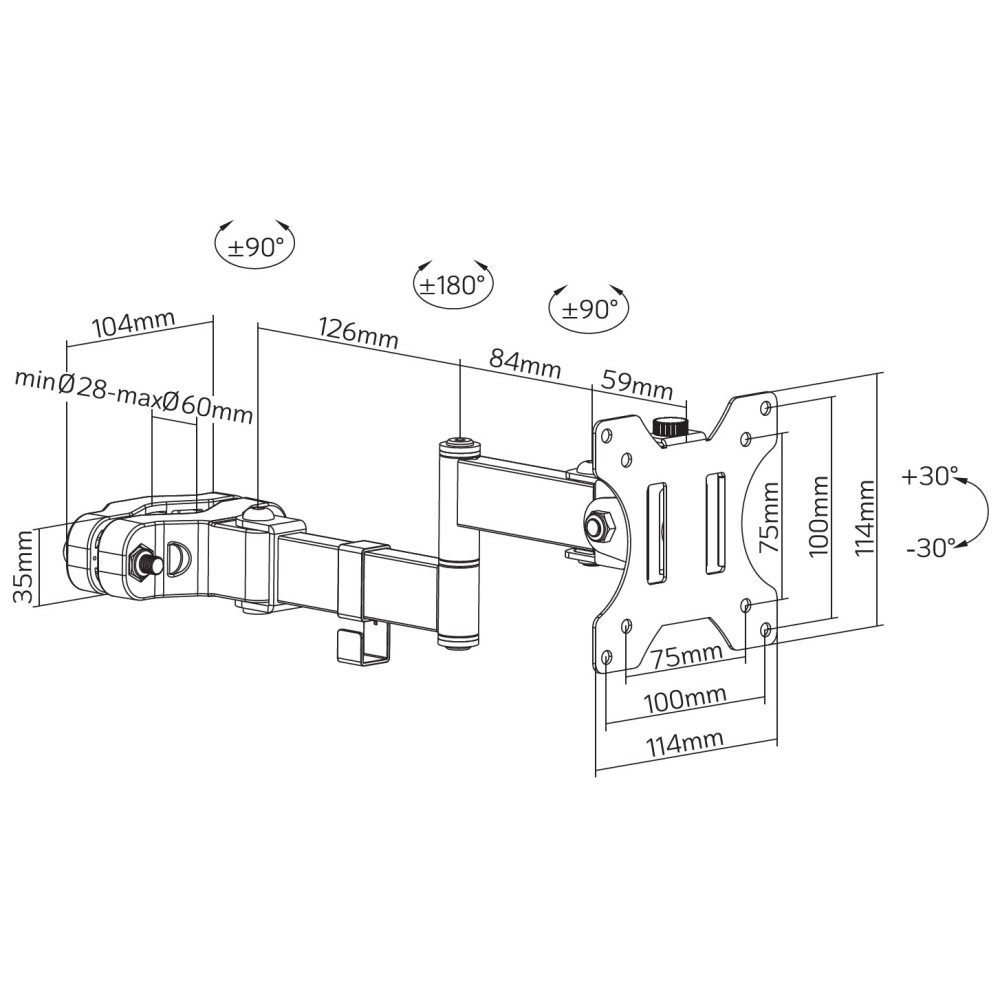 Techly Befestigungskit (Klammer) - für LCD TV - Schwarz - Bildschirmgröße: 43.2-81.3 cm (17-32), Ansicht 4