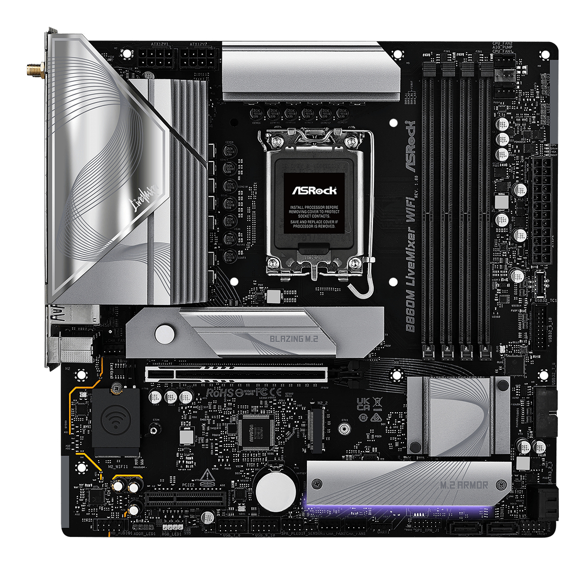 ASRock B860M LiveMixer WiFi - Motherboard - micro ATX - LGA1851-Sockel - B860 Chipsatz, Ansicht 2