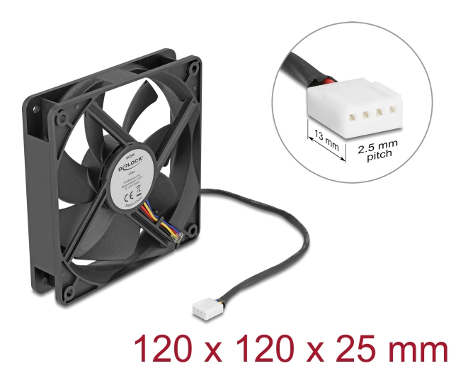 Delock Gehäuselüfter - axial - 120 mm - Schwarz, Ansicht 2