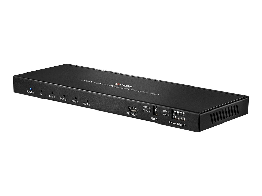 Lindy 4 Port HDMI 2.0 18G Splitter with Audio - Video-/Audio-Splitter - 4 x HDMI - Desktop