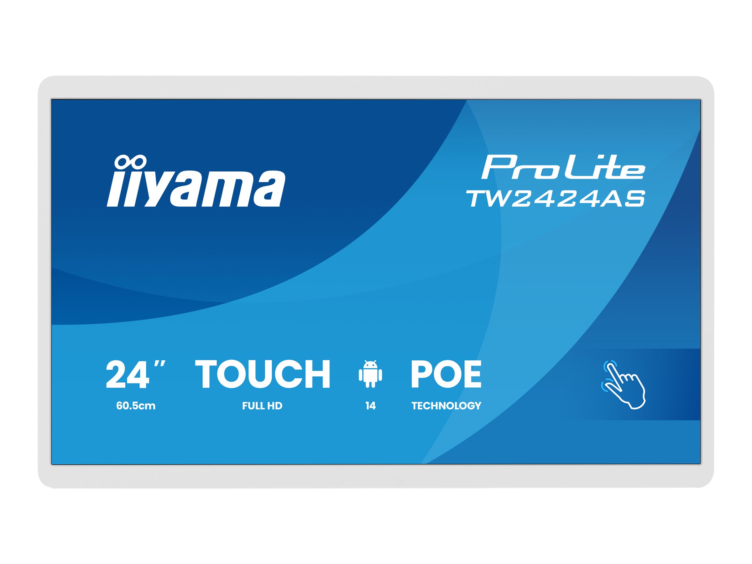 Iiyama ProLite TW2424AS-W3P - Android-PC - Touchscreen-PC - 1 RK3576 - RAM 4 GB - SSD - eMMC 32 GB - Mali-G52 MC3 - 1GbE, Wi-Fi 6, Bluetooth 5.3 - WLAN: 802.11a/b/g/n/ac/ax, Bluetooth 5.3 - Android 14 - Monitor: LED 60.5 cm (23.8")