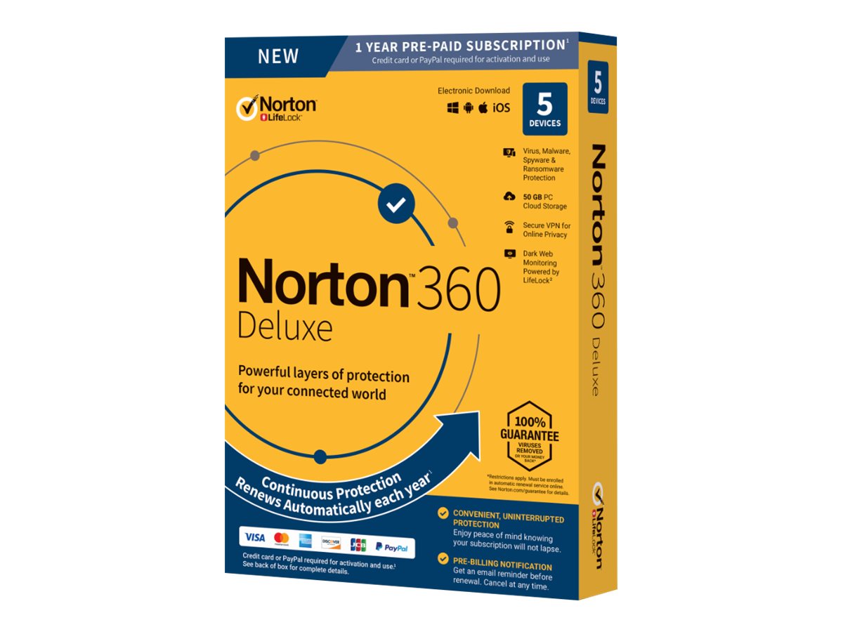 Norton 360 Deluxe - Box-Pack (1 Jahr) - 5 Peripheriegeräte